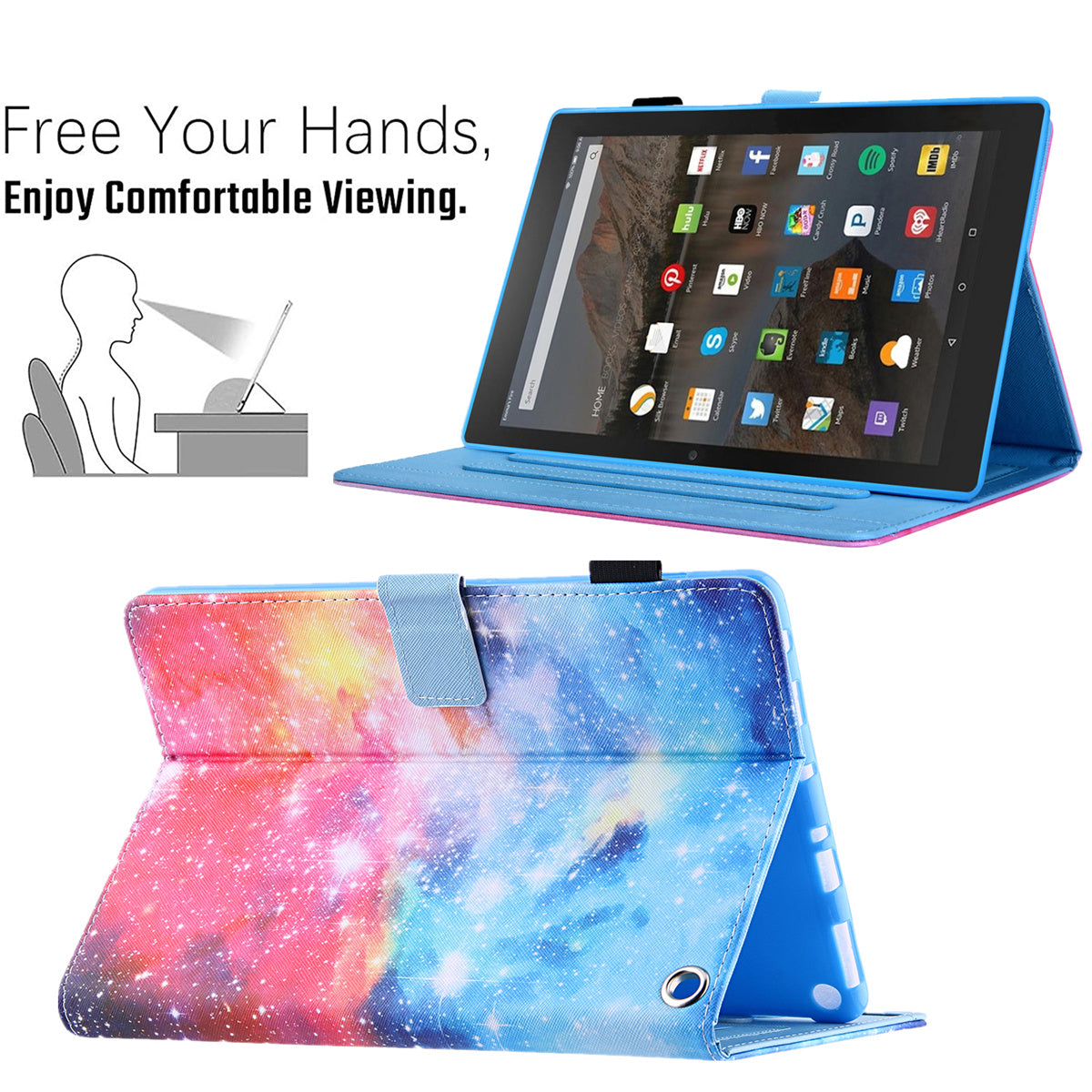 Pattern Printing Card Slot Tablet Case for Amazon Fire Max 11 PU Leather Folio Flip Cover with Stand - Beautiful Night Sky