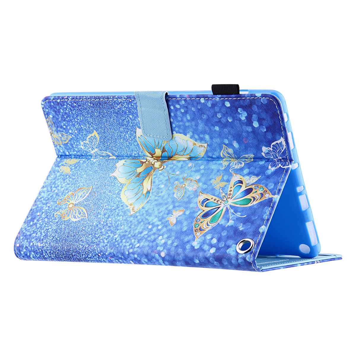 Pattern Printing Card Slot Tablet Case for Amazon Fire Max 11 PU Leather Folio Flip Cover with Stand - Gold Butterfly