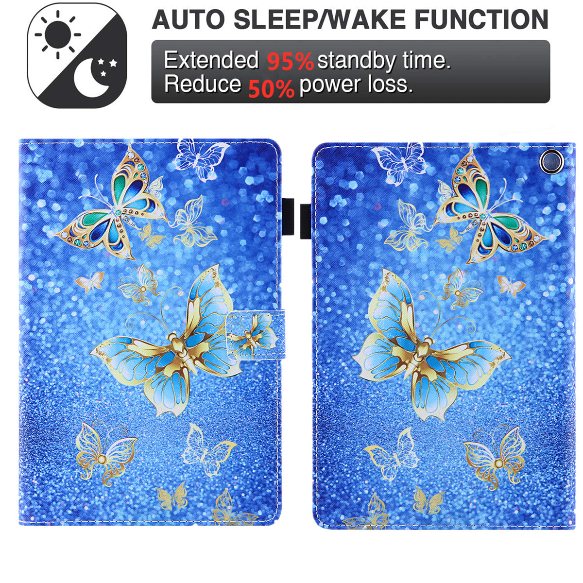 Pattern Printing Card Slot Tablet Case for Amazon Fire Max 11 PU Leather Folio Flip Cover with Stand - Gold Butterfly