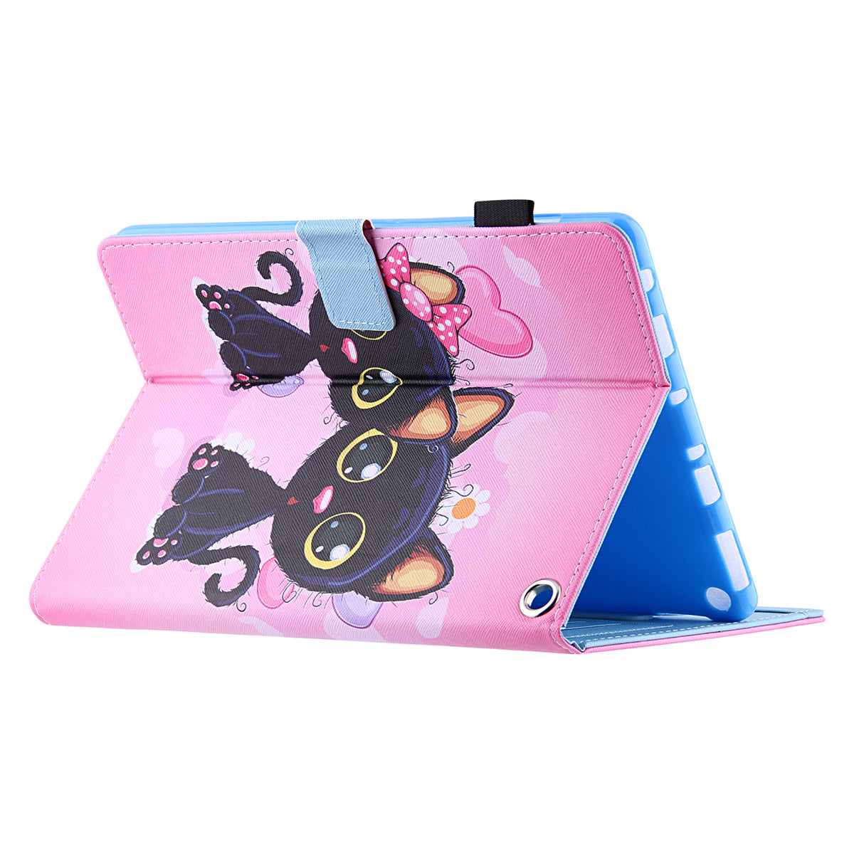 Pattern Printing Card Slot Tablet Case for Amazon Fire Max 11 PU Leather Folio Flip Cover with Stand - Two Black Cats