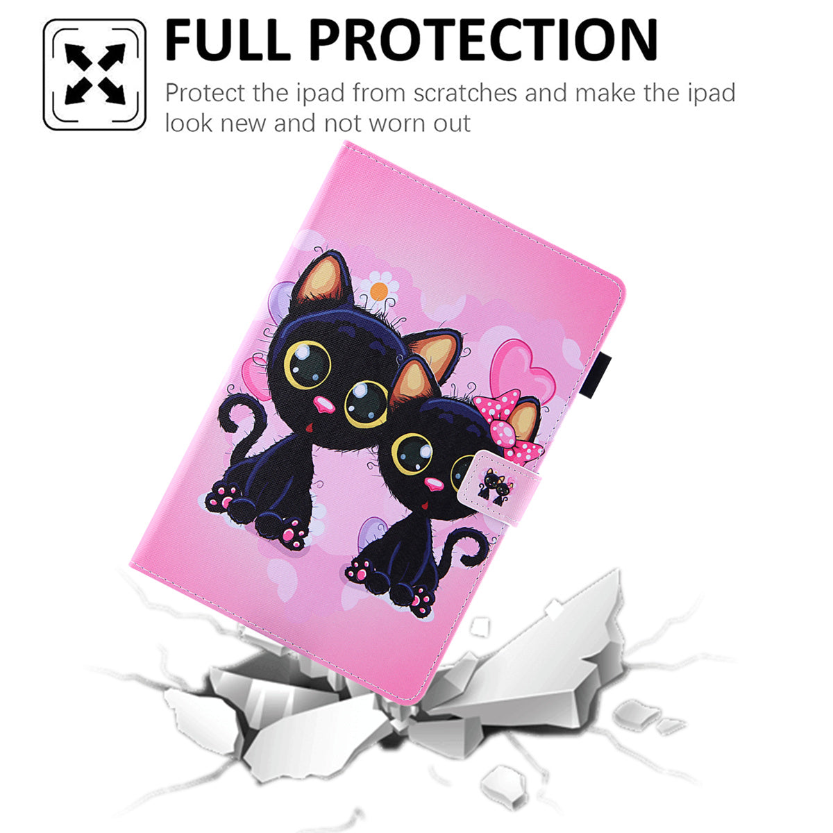 Pattern Printing Card Slot Tablet Case for Amazon Fire Max 11 PU Leather Folio Flip Cover with Stand - Two Black Cats