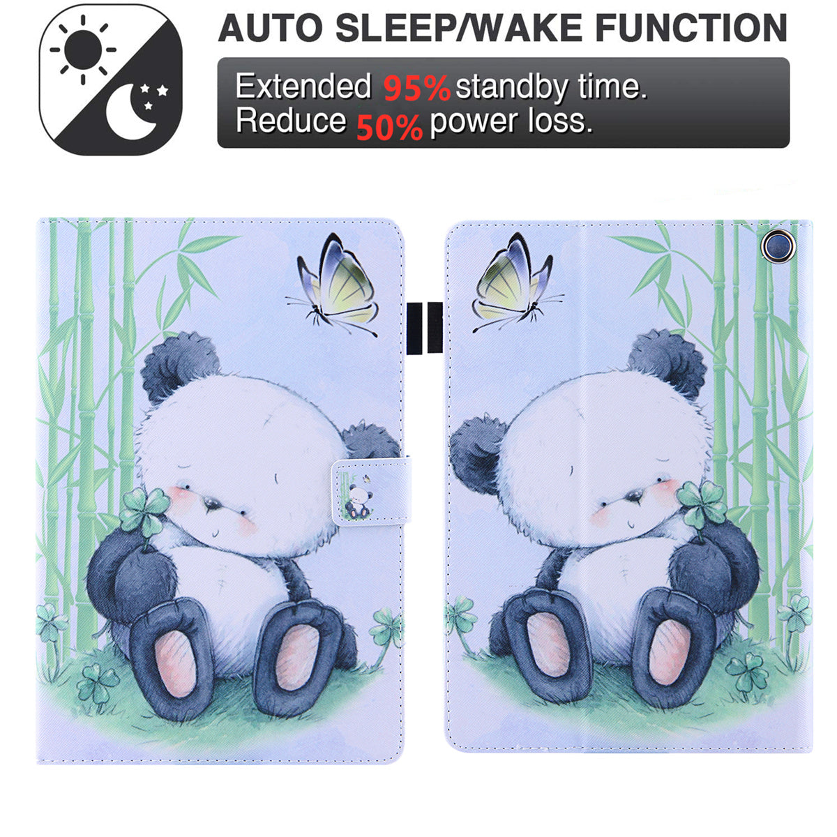 Pattern Printing Card Slot Tablet Case for Amazon Fire Max 11 PU Leather Folio Flip Cover with Stand - Panda