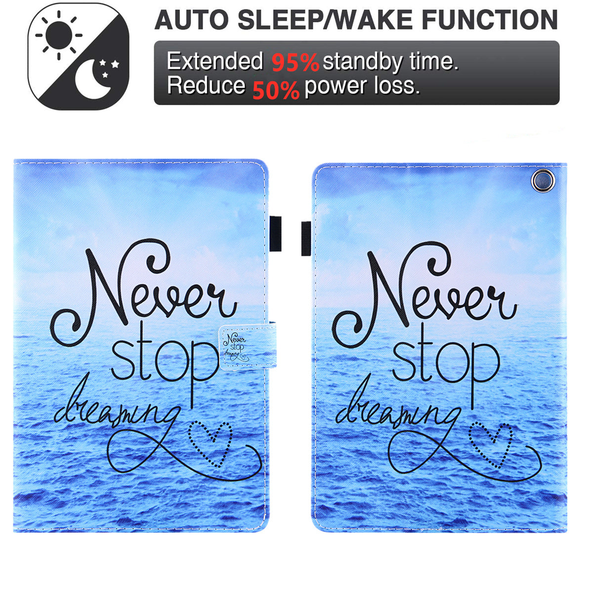 Pattern Printing Card Slot Tablet Case for Amazon Fire Max 11 PU Leather Folio Flip Cover with Stand - Never Stop Dreaming