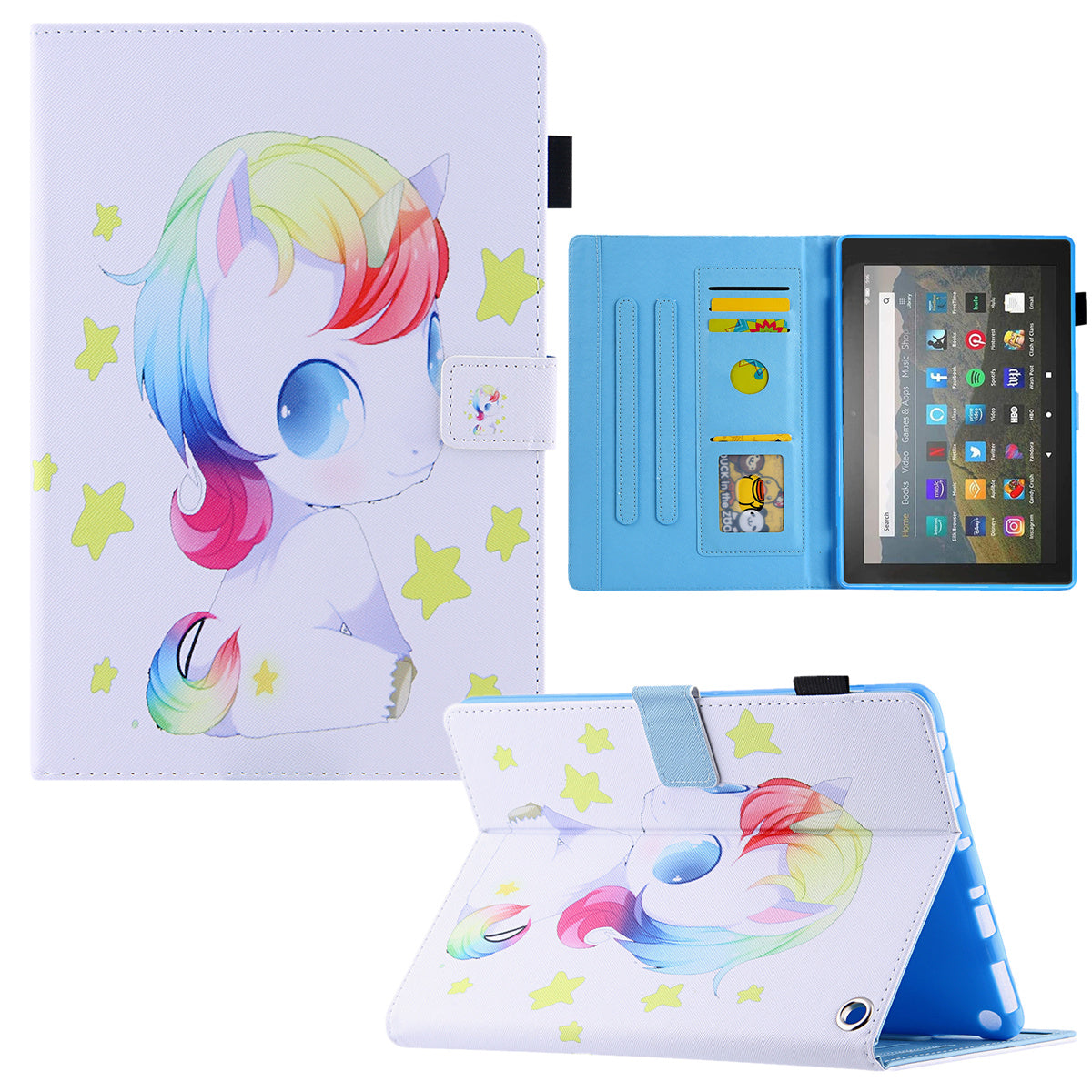Pattern Printing Card Slot Tablet Case for Amazon Fire Max 11 PU Leather Folio Flip Cover with Stand - Baby Horse