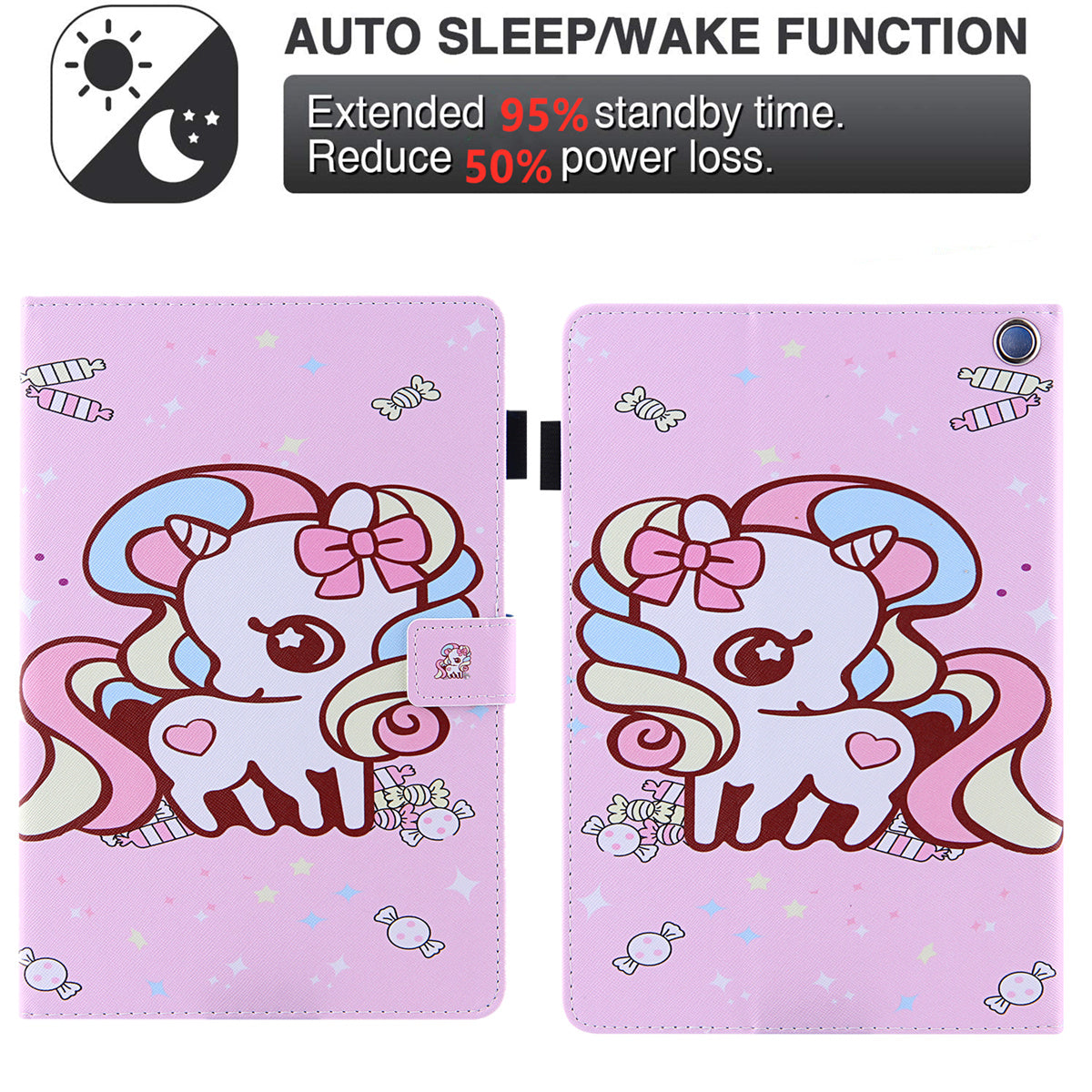 Pattern Printing Card Slot Tablet Case for Amazon Fire Max 11 PU Leather Folio Flip Cover with Stand - Candy Horse