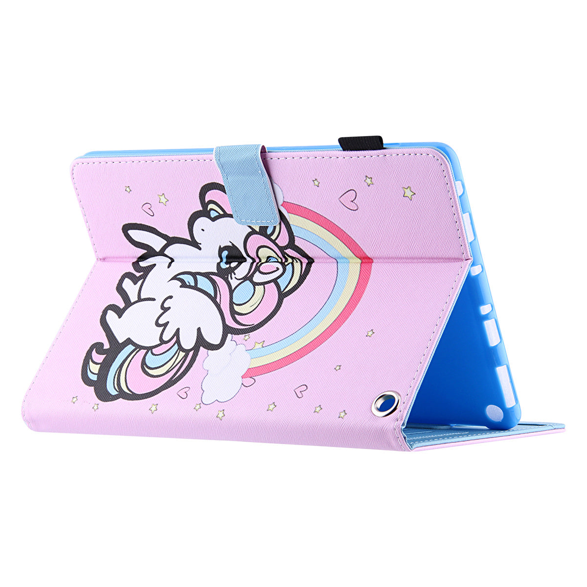 Pattern Printing Card Slot Tablet Case for Amazon Fire Max 11 PU Leather Folio Flip Cover with Stand - Rainbow Horse