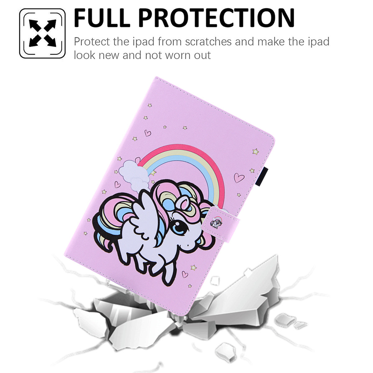 Pattern Printing Card Slot Tablet Case for Amazon Fire Max 11 PU Leather Folio Flip Cover with Stand - Rainbow Horse