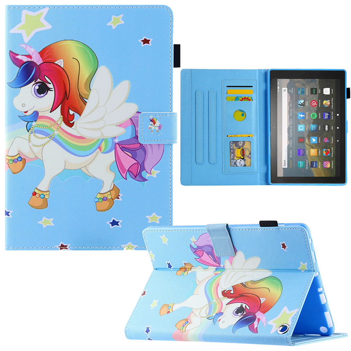 Pattern Printing Card Slot Tablet Case for Amazon Fire Max 11 PU Leather Folio Flip Cover with Stand - Star Horse