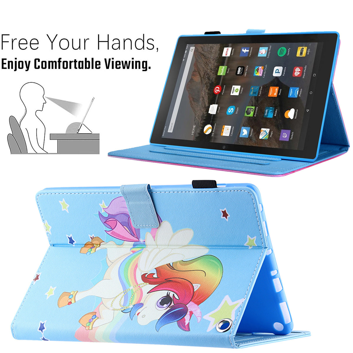 Pattern Printing Card Slot Tablet Case for Amazon Fire Max 11 PU Leather Folio Flip Cover with Stand - Star Horse