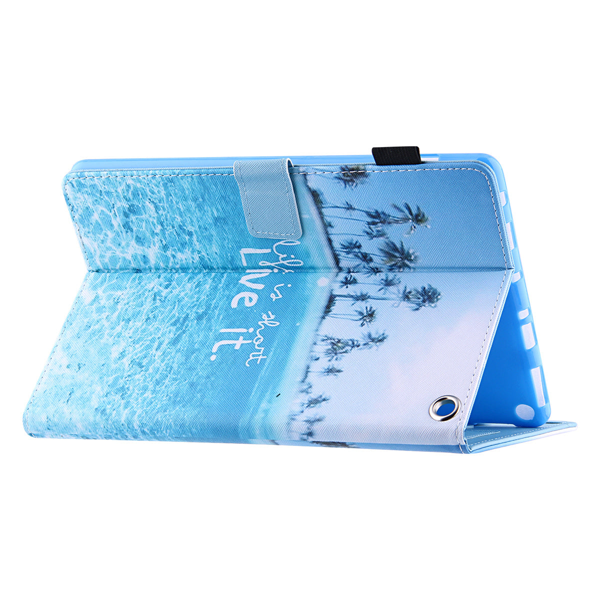 Pattern Printing Card Slot Tablet Case for Amazon Fire Max 11 PU Leather Folio Flip Cover with Stand - Beach
