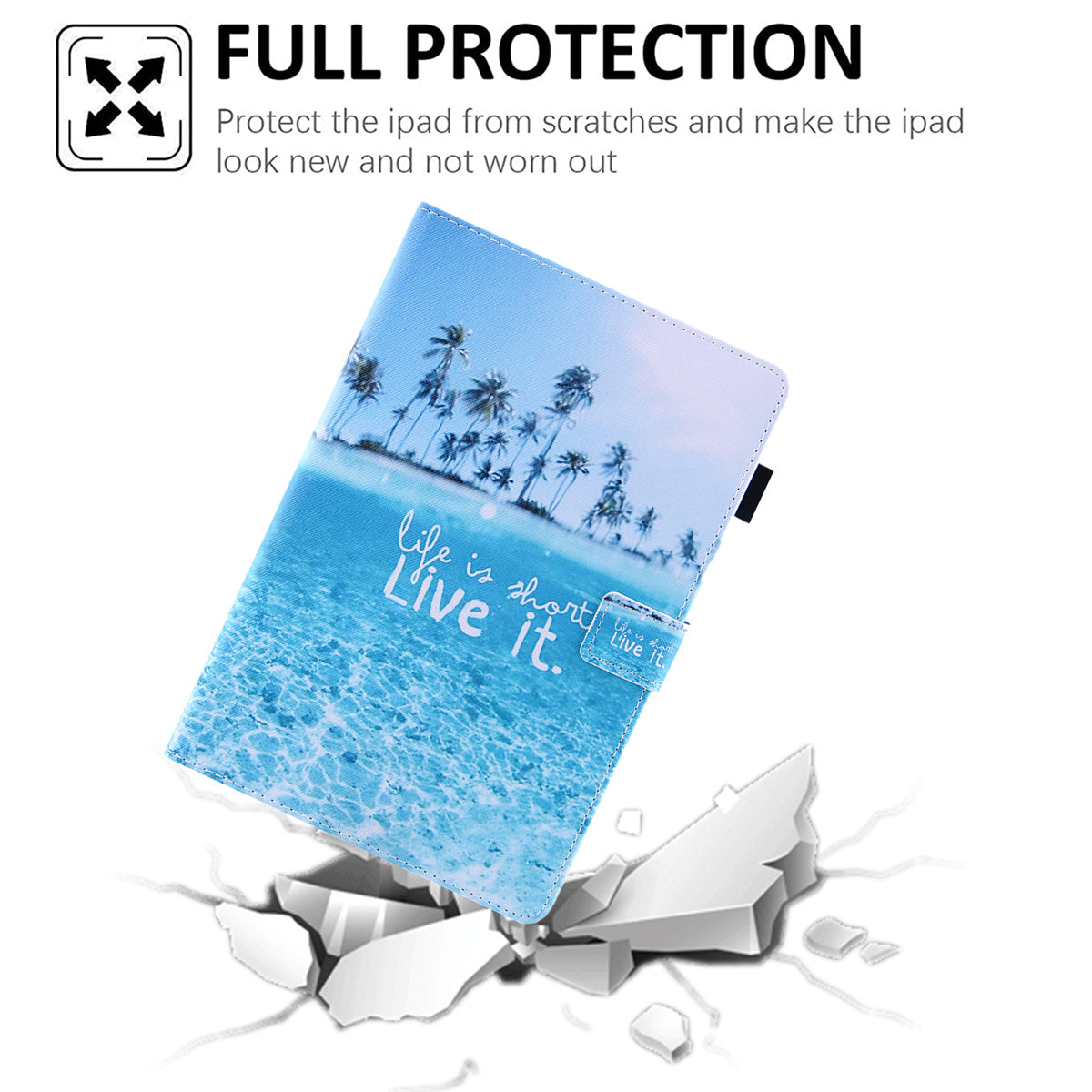 Pattern Printing Card Slot Tablet Case for Amazon Fire Max 11 PU Leather Folio Flip Cover with Stand - Beach