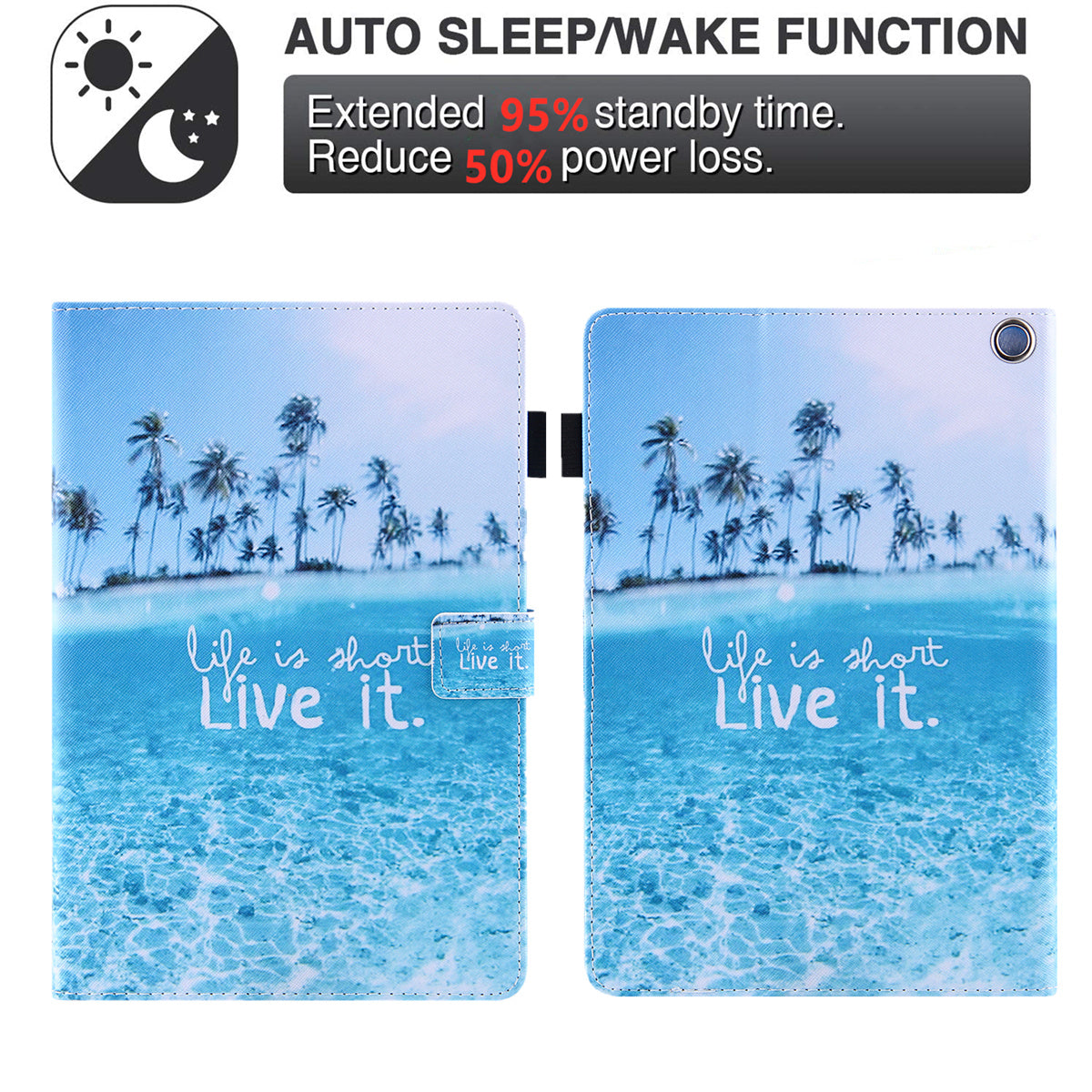 Pattern Printing Card Slot Tablet Case for Amazon Fire Max 11 PU Leather Folio Flip Cover with Stand - Beach