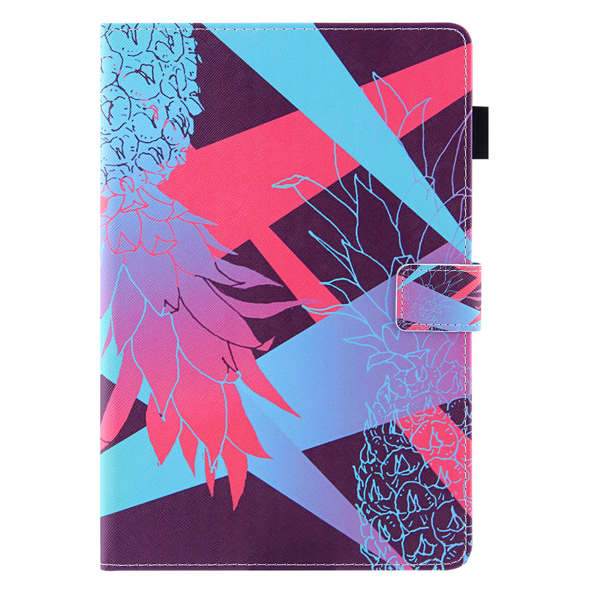 Uniqkart for Amazon Fire Max 11 Shockproof Case Pattern Printing Tablet Case Card Slot PU Leather Cover with Stand - Brilliant Pineapple