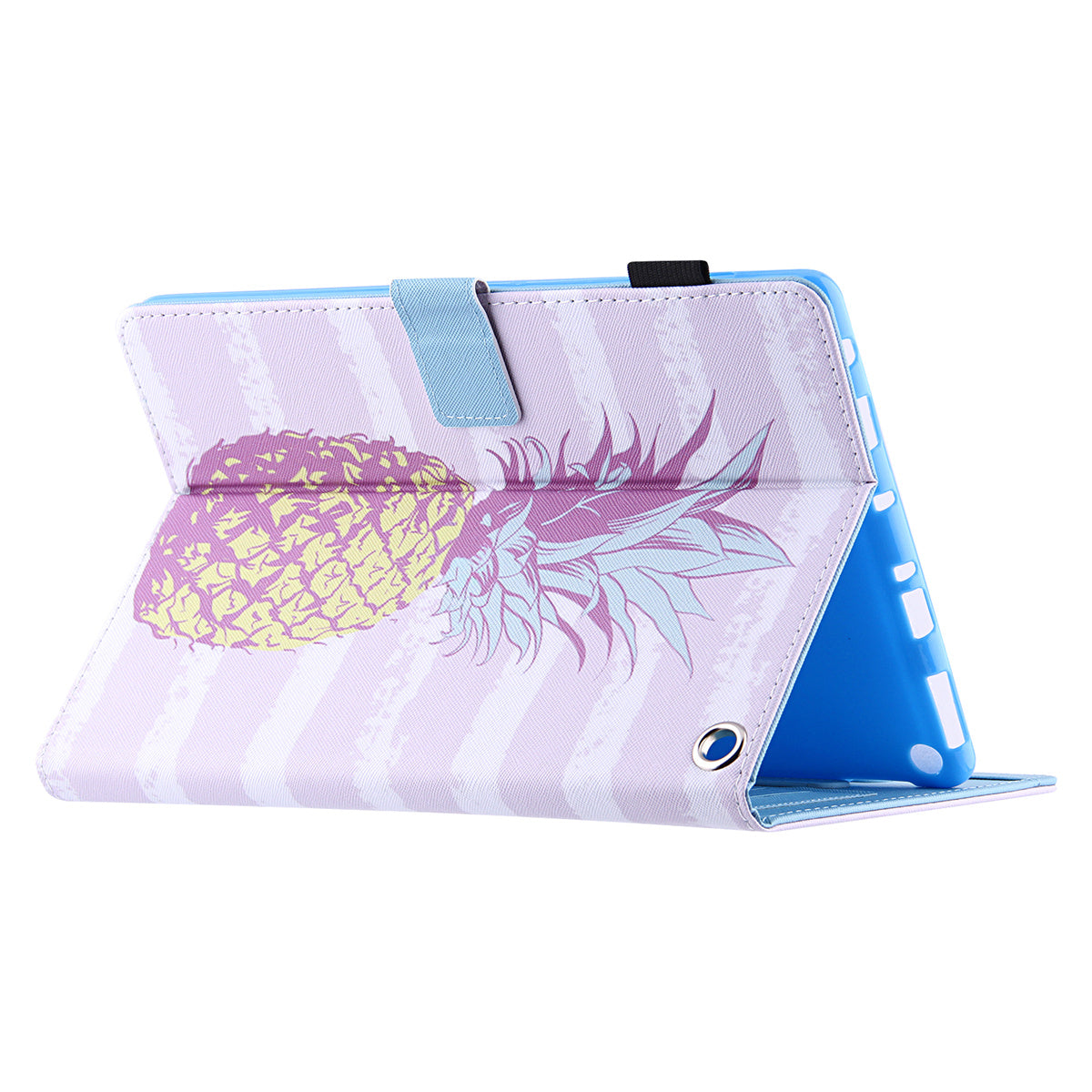 Uniqkart for Amazon Fire Max 11 Shockproof Case Pattern Printing Tablet Case Card Slot PU Leather Cover with Stand - Golden Pineapple