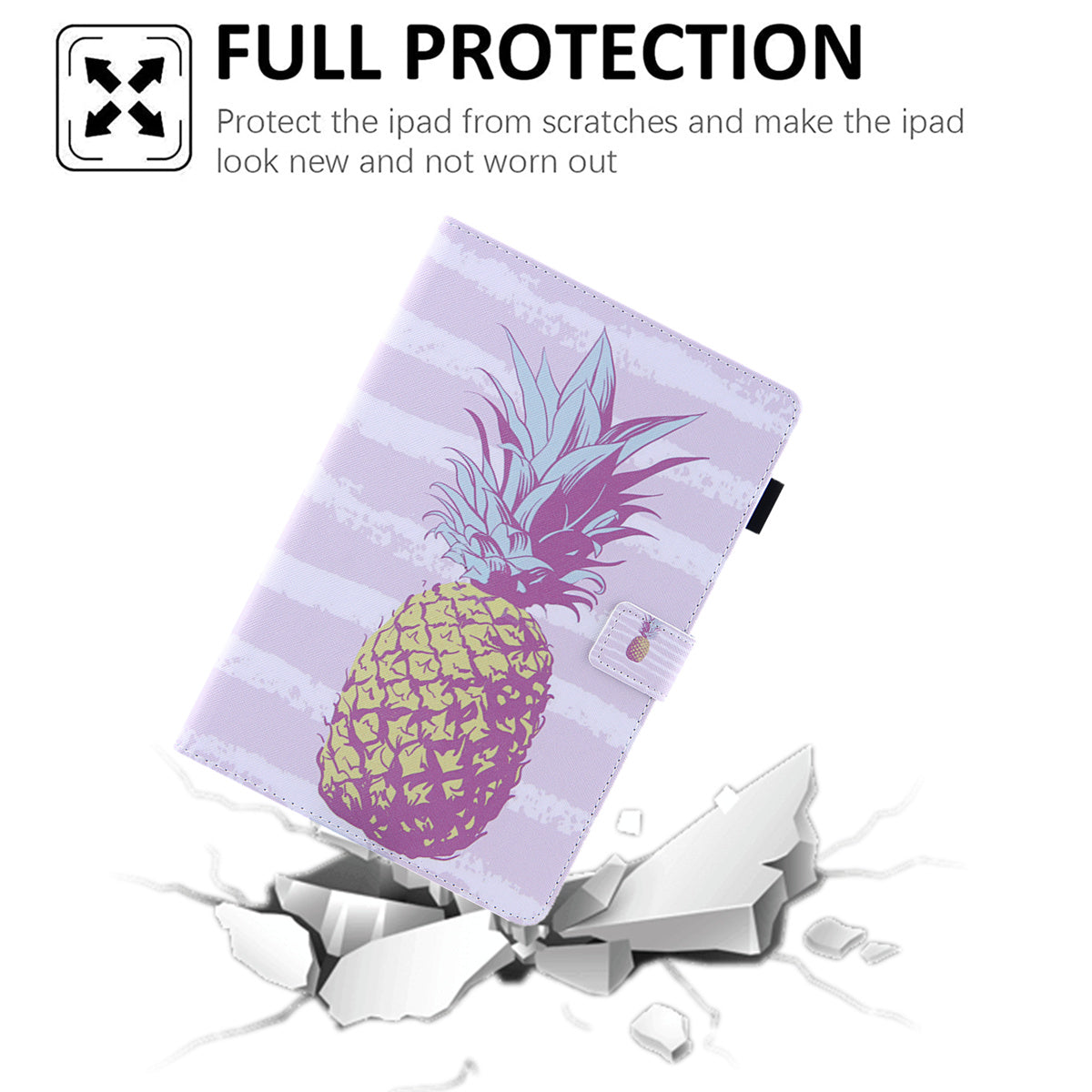 Uniqkart for Amazon Fire Max 11 Shockproof Case Pattern Printing Tablet Case Card Slot PU Leather Cover with Stand - Golden Pineapple