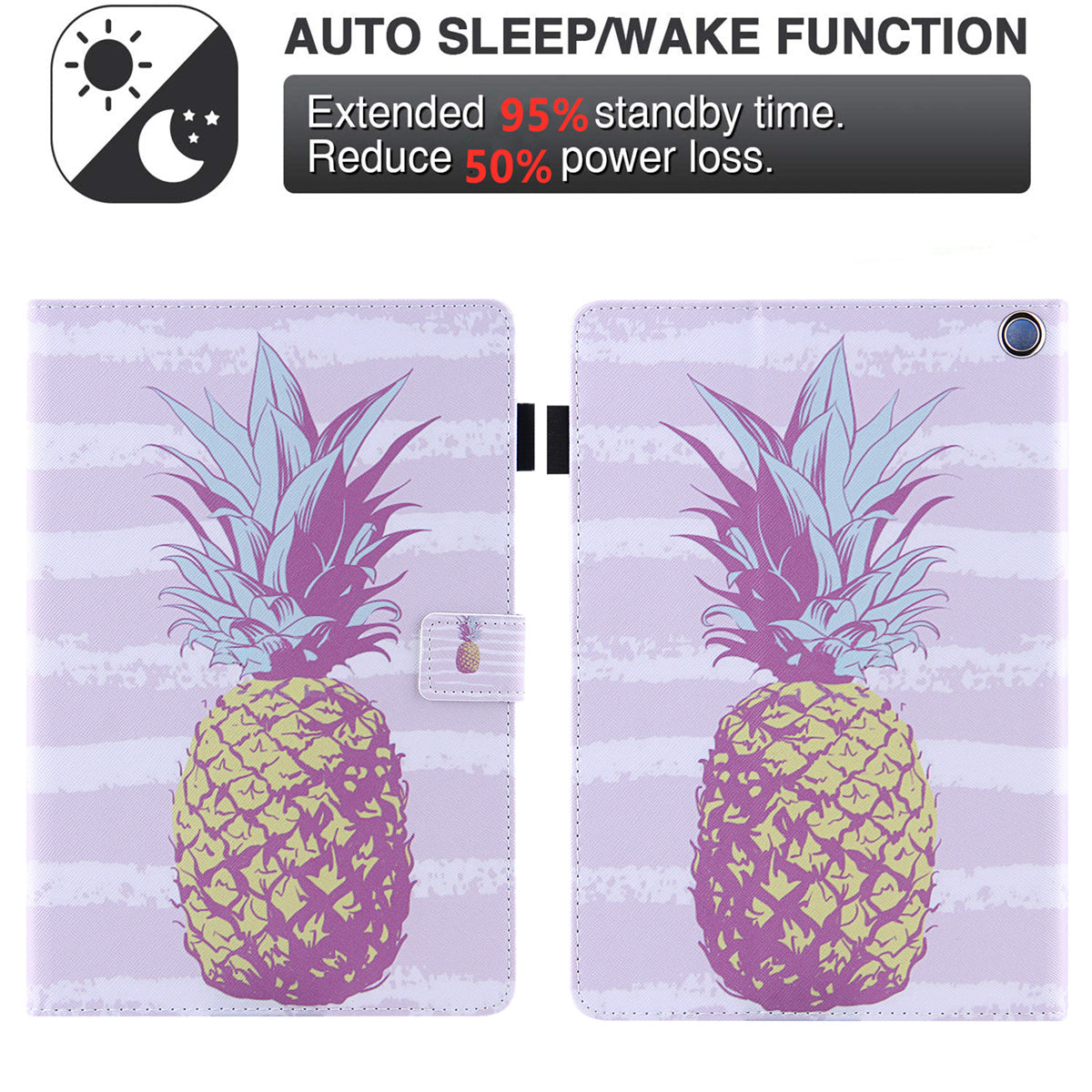 Uniqkart for Amazon Fire Max 11 Shockproof Case Pattern Printing Tablet Case Card Slot PU Leather Cover with Stand - Golden Pineapple