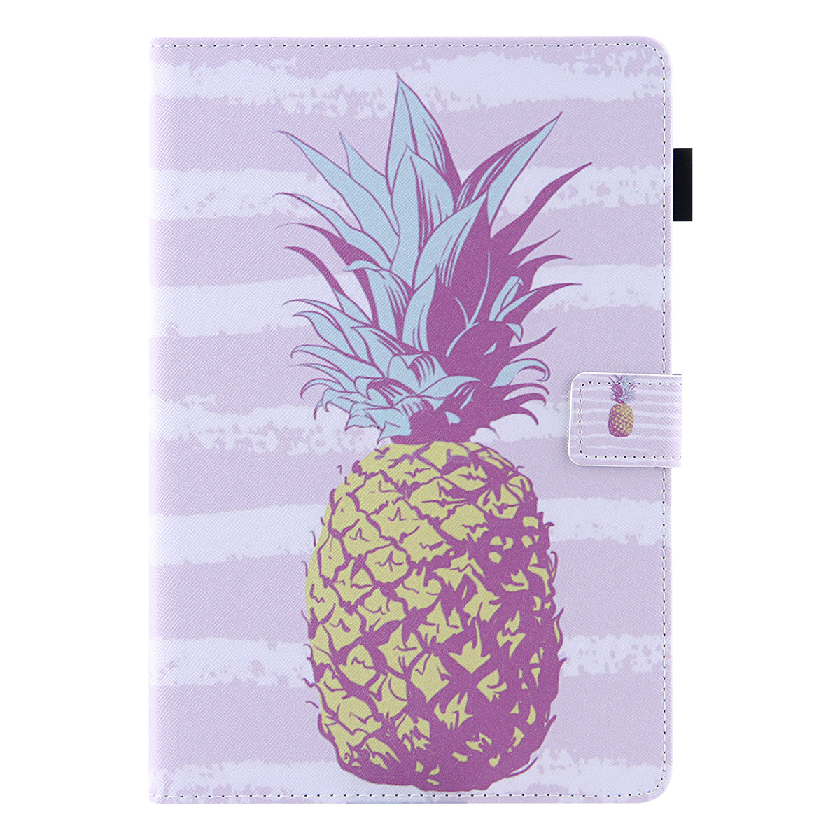 Uniqkart for Amazon Fire Max 11 Shockproof Case Pattern Printing Tablet Case Card Slot PU Leather Cover with Stand - Golden Pineapple