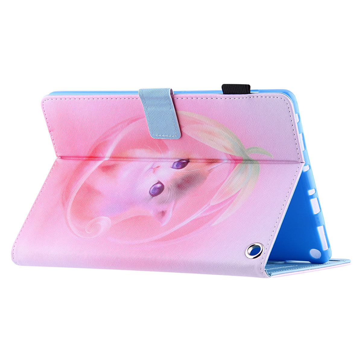 Uniqkart for Amazon Fire Max 11 Shockproof Case Pattern Printing Tablet Case Card Slot PU Leather Cover with Stand - Pink Cat