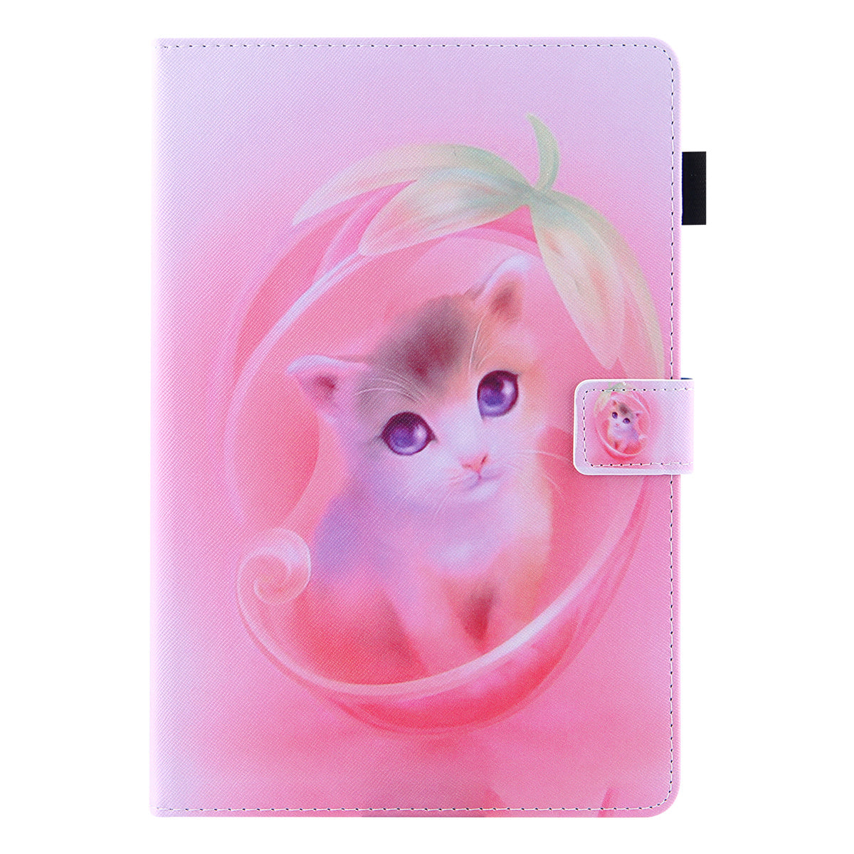 Uniqkart for Amazon Fire Max 11 Shockproof Case Pattern Printing Tablet Case Card Slot PU Leather Cover with Stand - Pink Cat