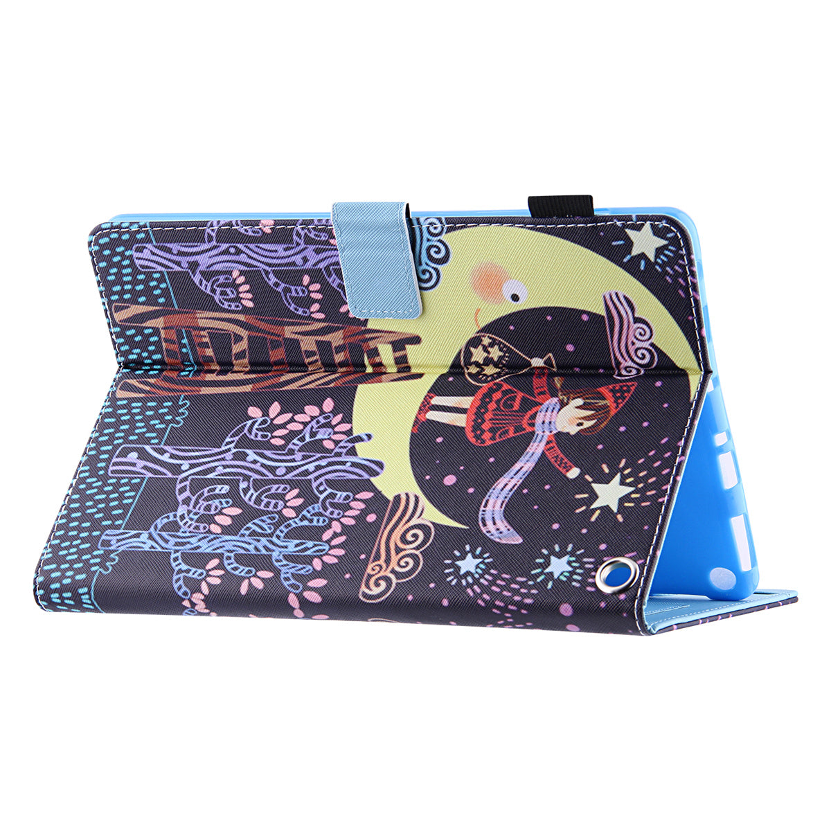 Uniqkart for Amazon Fire Max 11 Shockproof Case Pattern Printing Tablet Case Card Slot PU Leather Cover with Stand - Girl