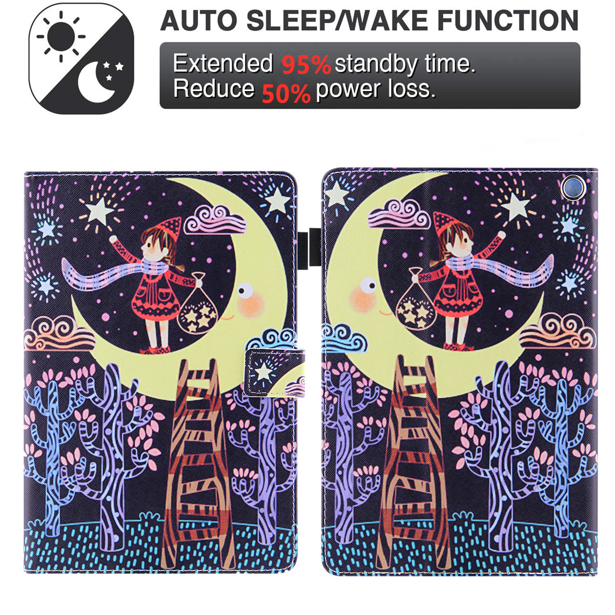 Uniqkart for Amazon Fire Max 11 Shockproof Case Pattern Printing Tablet Case Card Slot PU Leather Cover with Stand - Girl