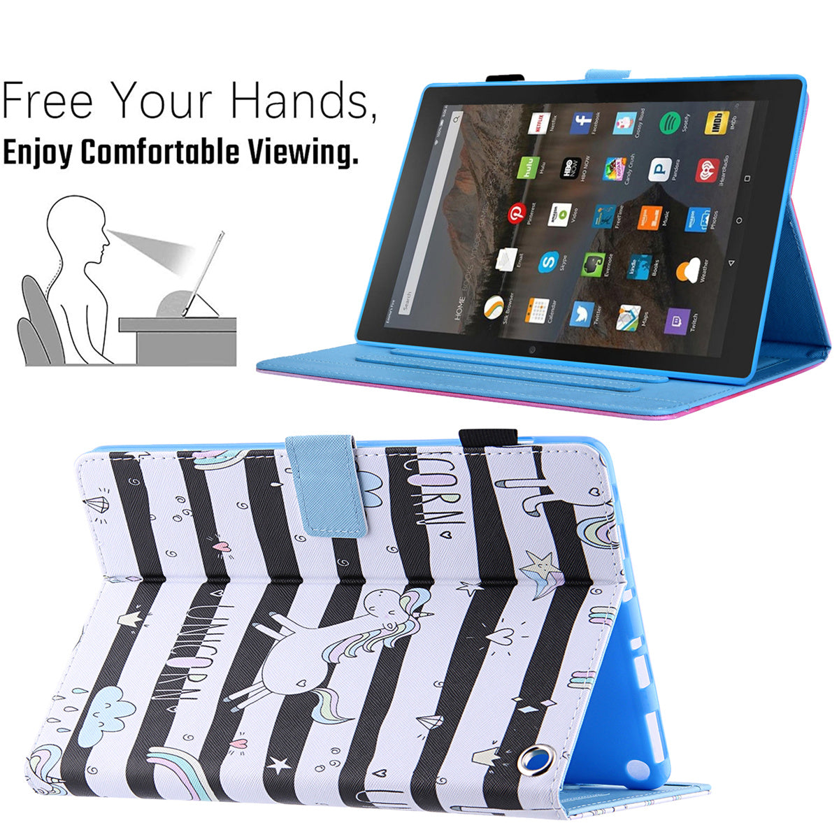 Uniqkart for Amazon Fire Max 11 Shockproof Case Pattern Printing Tablet Case Card Slot PU Leather Cover with Stand - Horse