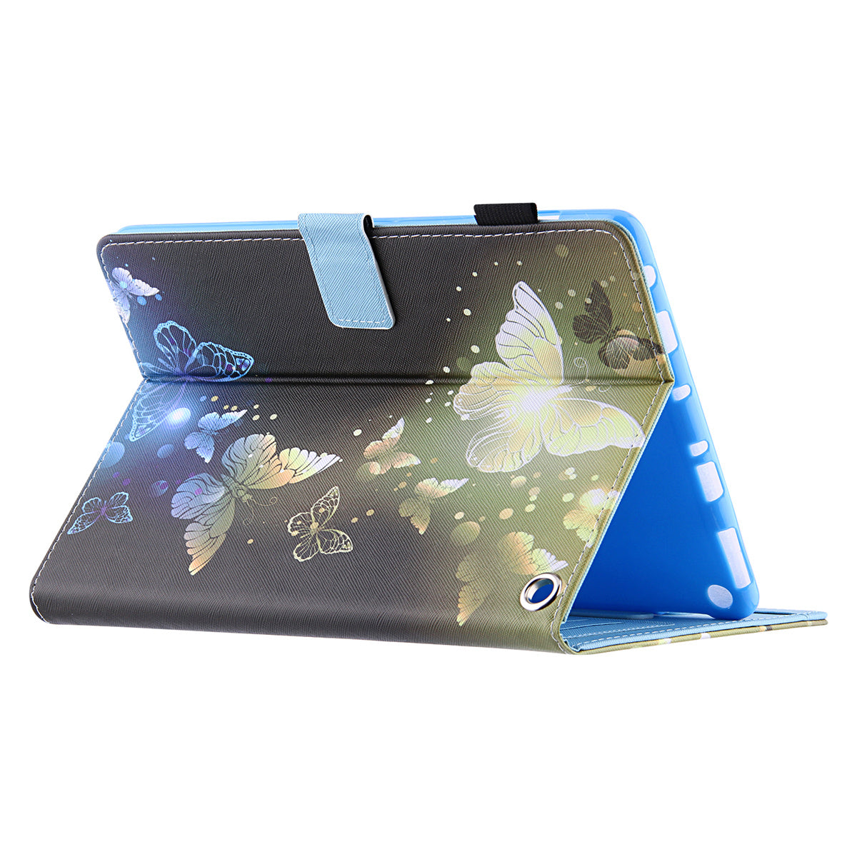 Uniqkart for Amazon Fire Max 11 Shockproof Case Pattern Printing Tablet Case Card Slot PU Leather Cover with Stand - Golden Butterfly