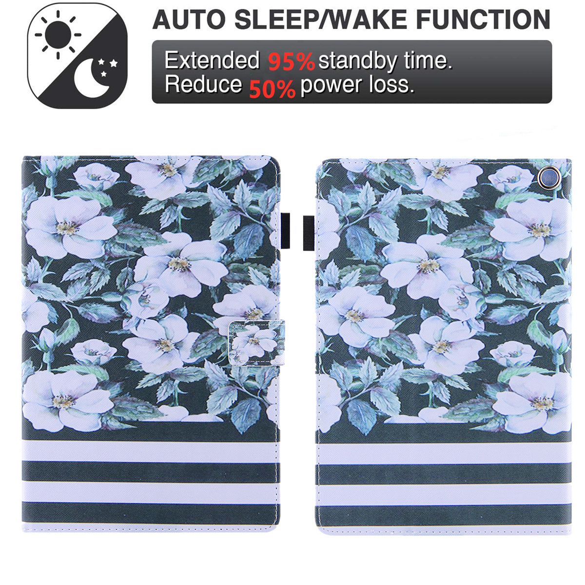 Uniqkart for Amazon Fire Max 11 Shockproof Case Pattern Printing Tablet Case Card Slot PU Leather Cover with Stand - Pear Flower