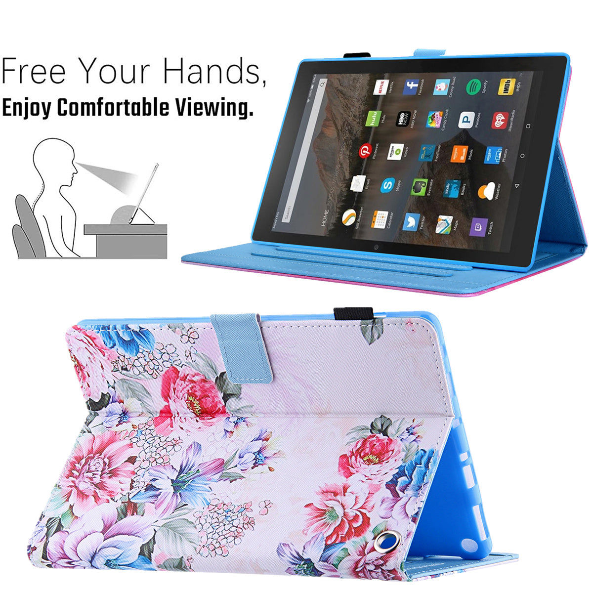 Uniqkart for Amazon Fire Max 11 Shockproof Case Pattern Printing Tablet Case Card Slot PU Leather Cover with Stand - Rose