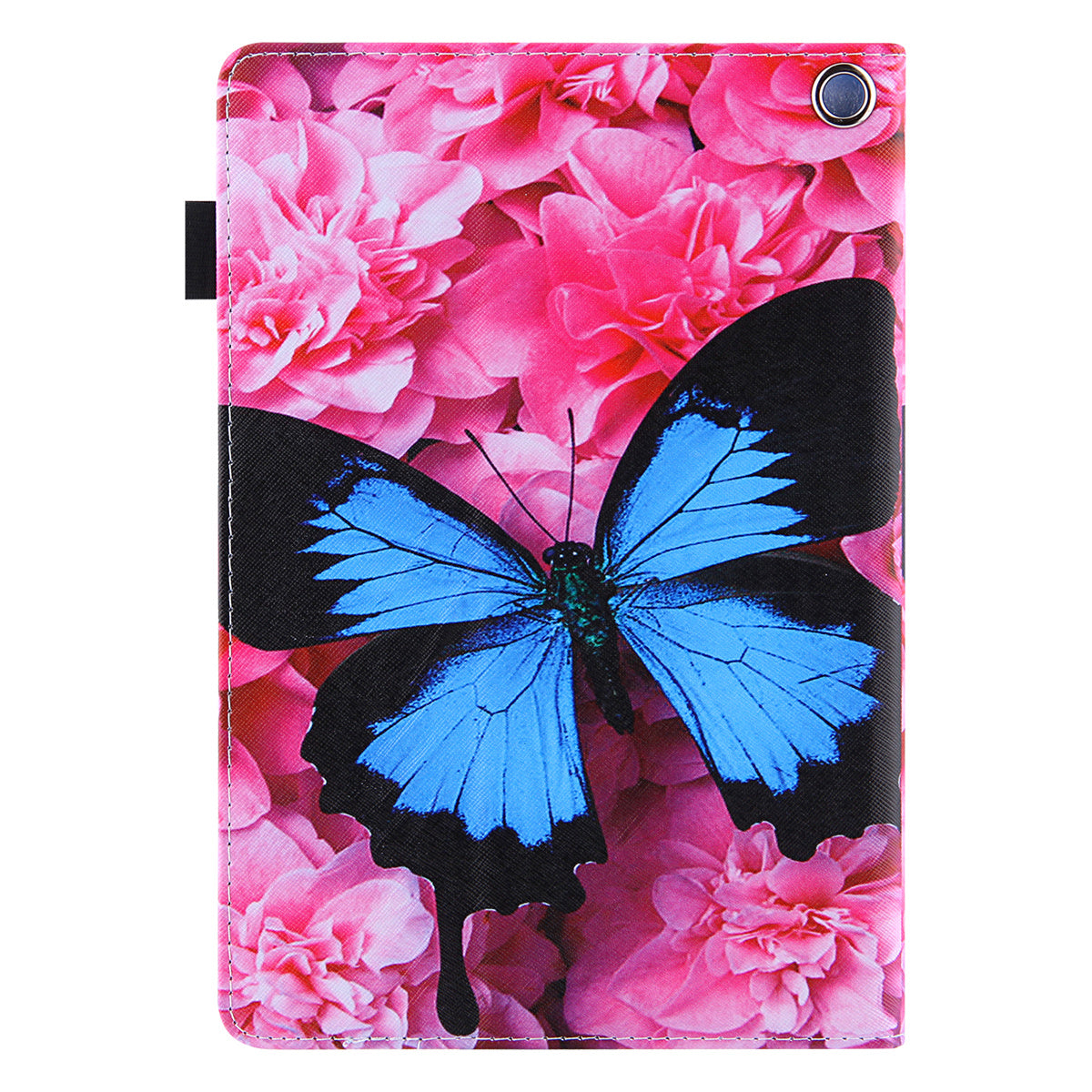 Uniqkart for Amazon Fire Max 11 Shockproof Case Pattern Printing Tablet Case Card Slot PU Leather Cover with Stand - Red Flower / Blue Butterfly