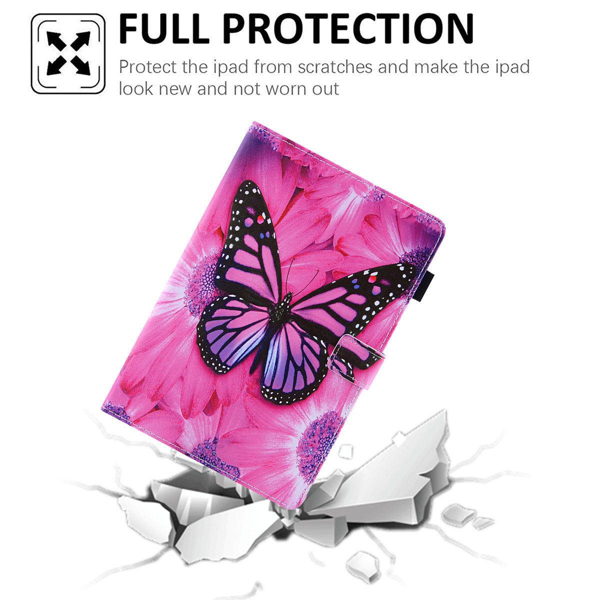 Uniqkart for Amazon Fire Max 11 Shockproof Case Pattern Printing Tablet Case Card Slot PU Leather Cover with Stand - Red Flower / Pink Butterfly