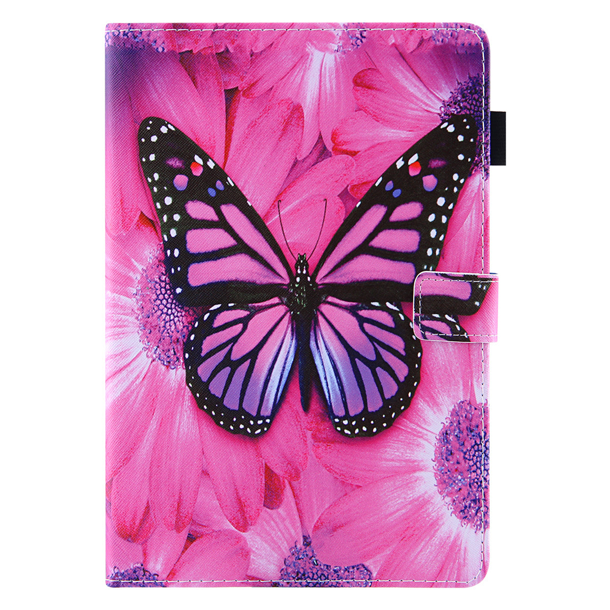 Uniqkart for Amazon Fire Max 11 Shockproof Case Pattern Printing Tablet Case Card Slot PU Leather Cover with Stand - Red Flower / Pink Butterfly