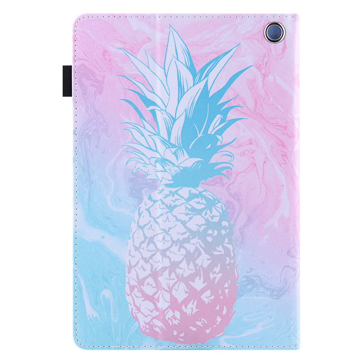 Uniqkart for Amazon Fire Max 11 Shockproof Case Pattern Printing Tablet Case Card Slot PU Leather Cover with Stand - Blue Pink Pineapple