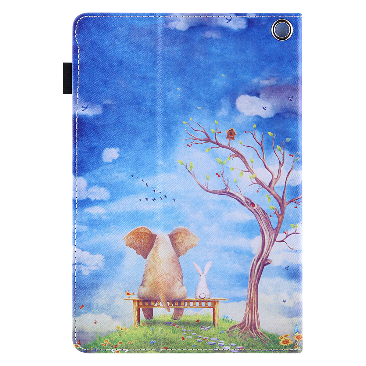 Uniqkart for Amazon Fire Max 11 Shockproof Case Pattern Printing Tablet Case Card Slot PU Leather Cover with Stand - Elephant and Rabbit