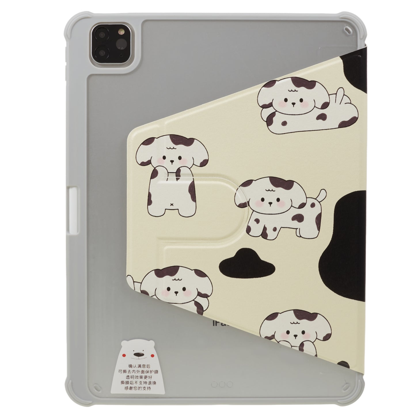 for iPad Air (2020) / (2022) / iPad Pro 11-inch (2018) / (2020) / (2021) / (2022) Tablet Case Printed PU Leather Cover with Pencil Holder - Black / White Dog