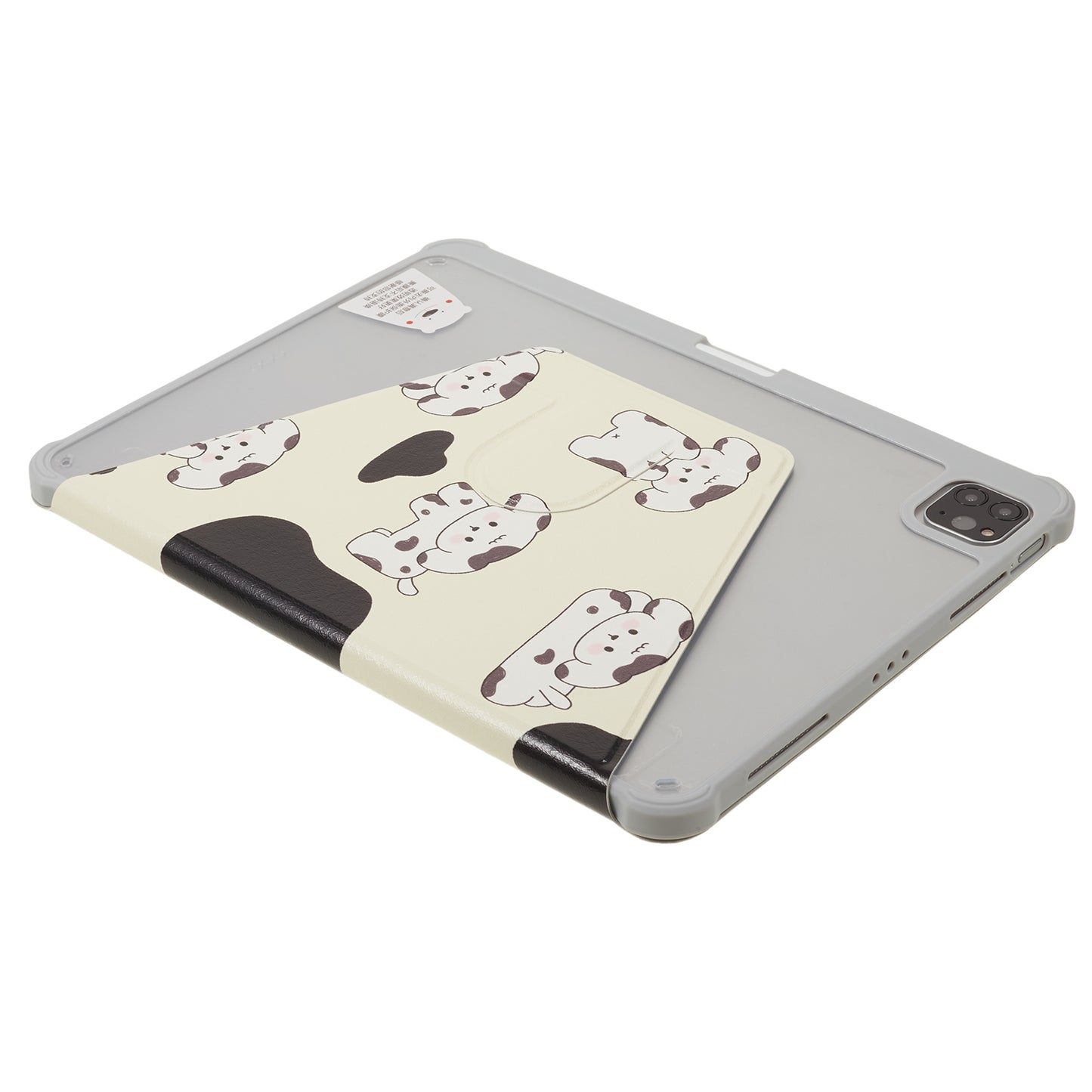 for iPad Air (2020) / (2022) / iPad Pro 11-inch (2018) / (2020) / (2021) / (2022) Tablet Case Printed PU Leather Cover with Pencil Holder - Black / White Dog