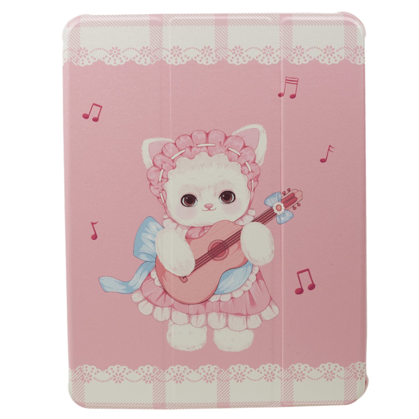 for iPad Air (2020) / (2022) / iPad Pro 11-inch (2018) / (2020) / (2021) / (2022) Tablet Case Printed PU Leather Cover with Pencil Holder - Guitar Cat