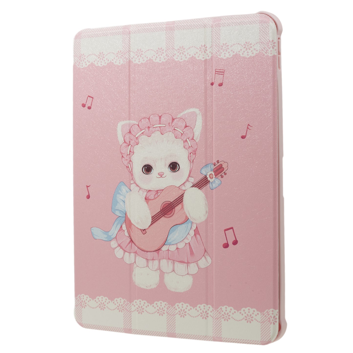 for iPad Air (2020) / (2022) / iPad Pro 11-inch (2018) / (2020) / (2021) / (2022) Tablet Case Printed PU Leather Cover with Pencil Holder - Guitar Cat