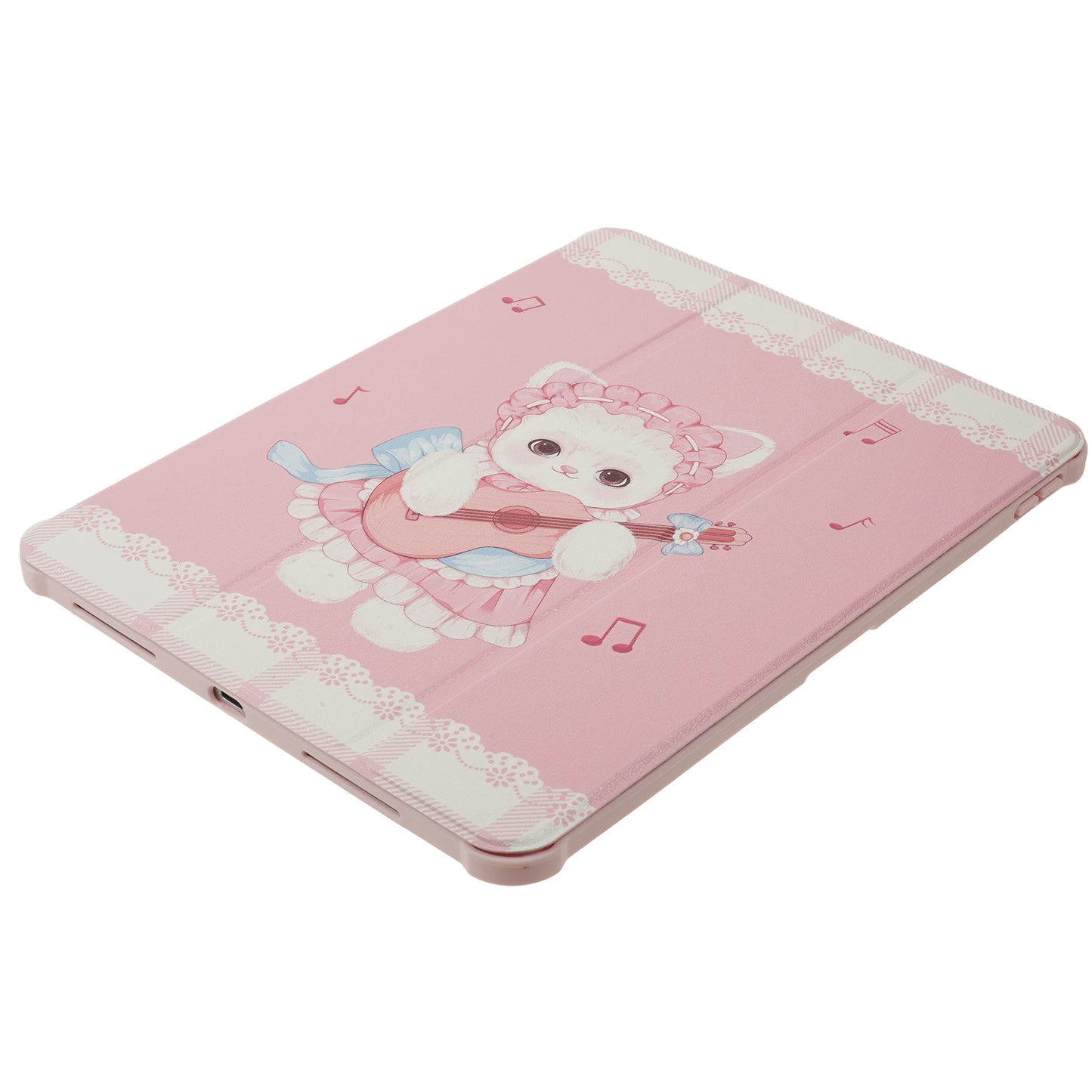 for iPad Air (2020) / (2022) / iPad Pro 11-inch (2018) / (2020) / (2021) / (2022) Tablet Case Printed PU Leather Cover with Pencil Holder - Guitar Cat