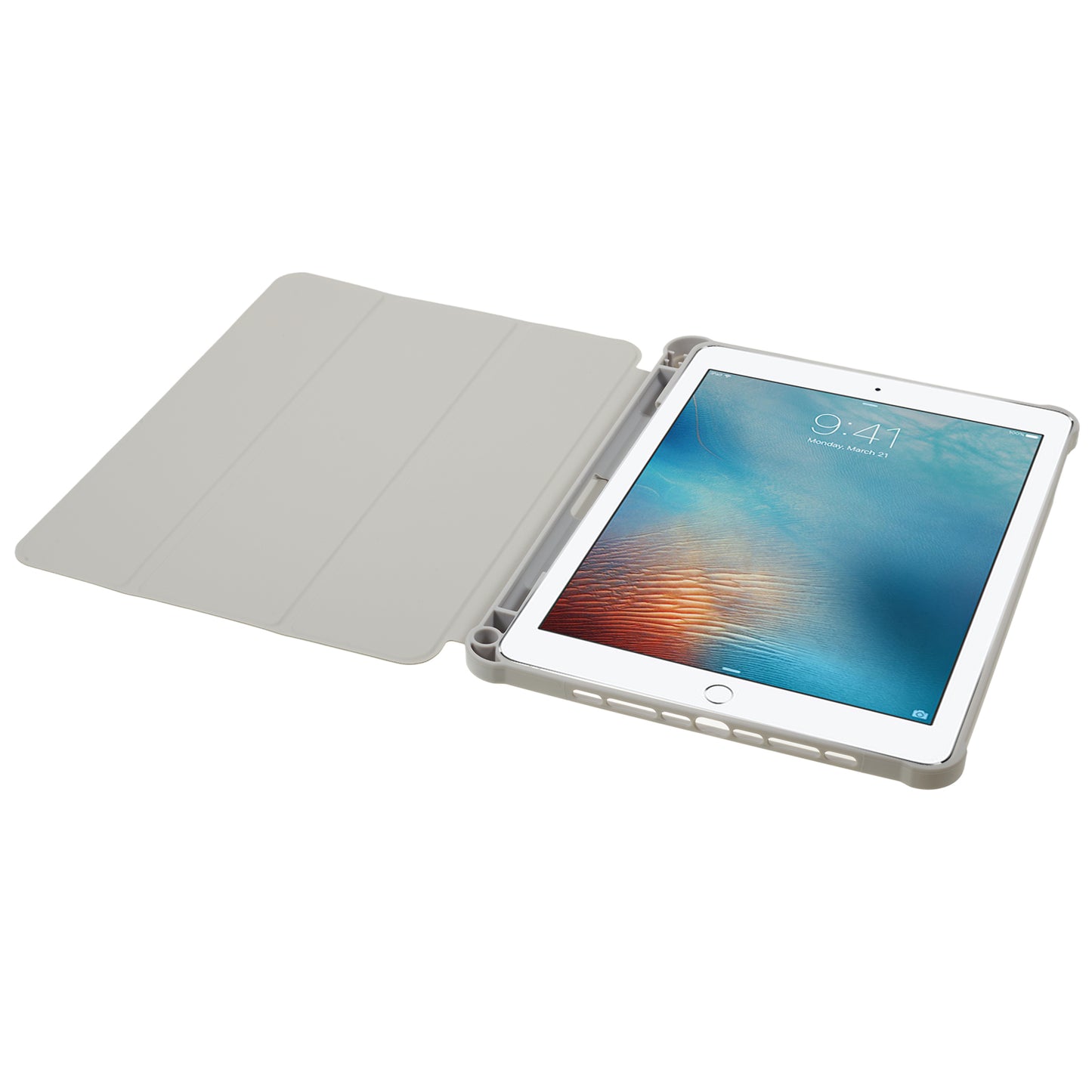 for iPad 9.7-inch (2017) / (2018) / iPad Pro 9.7 inch (2016) Printed Case PU Leather Tablet Cover with Pencil Slot - Black / White Dog