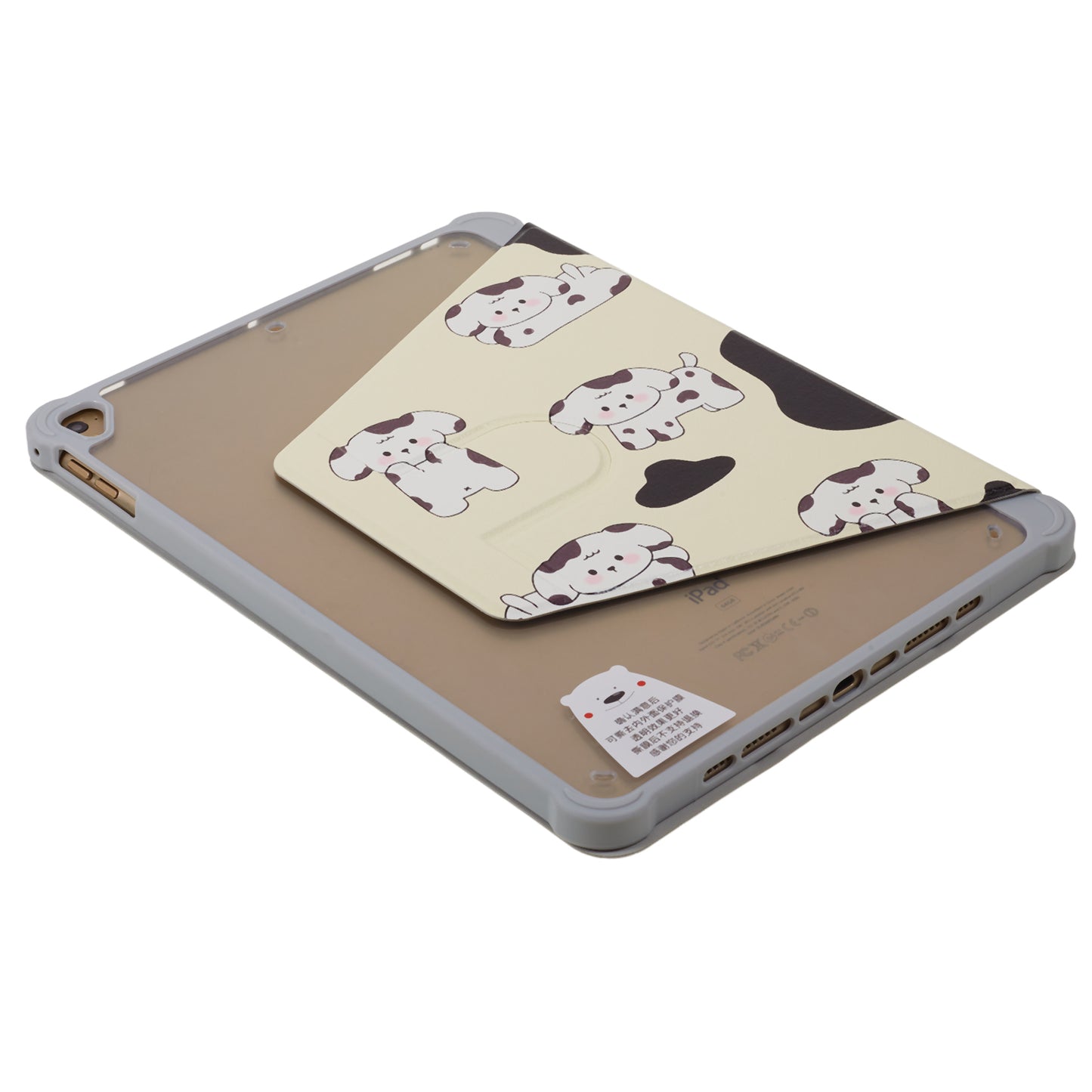 for iPad 9.7-inch (2017) / (2018) / iPad Pro 9.7 inch (2016) Printed Case PU Leather Tablet Cover with Pencil Slot - Black / White Dog