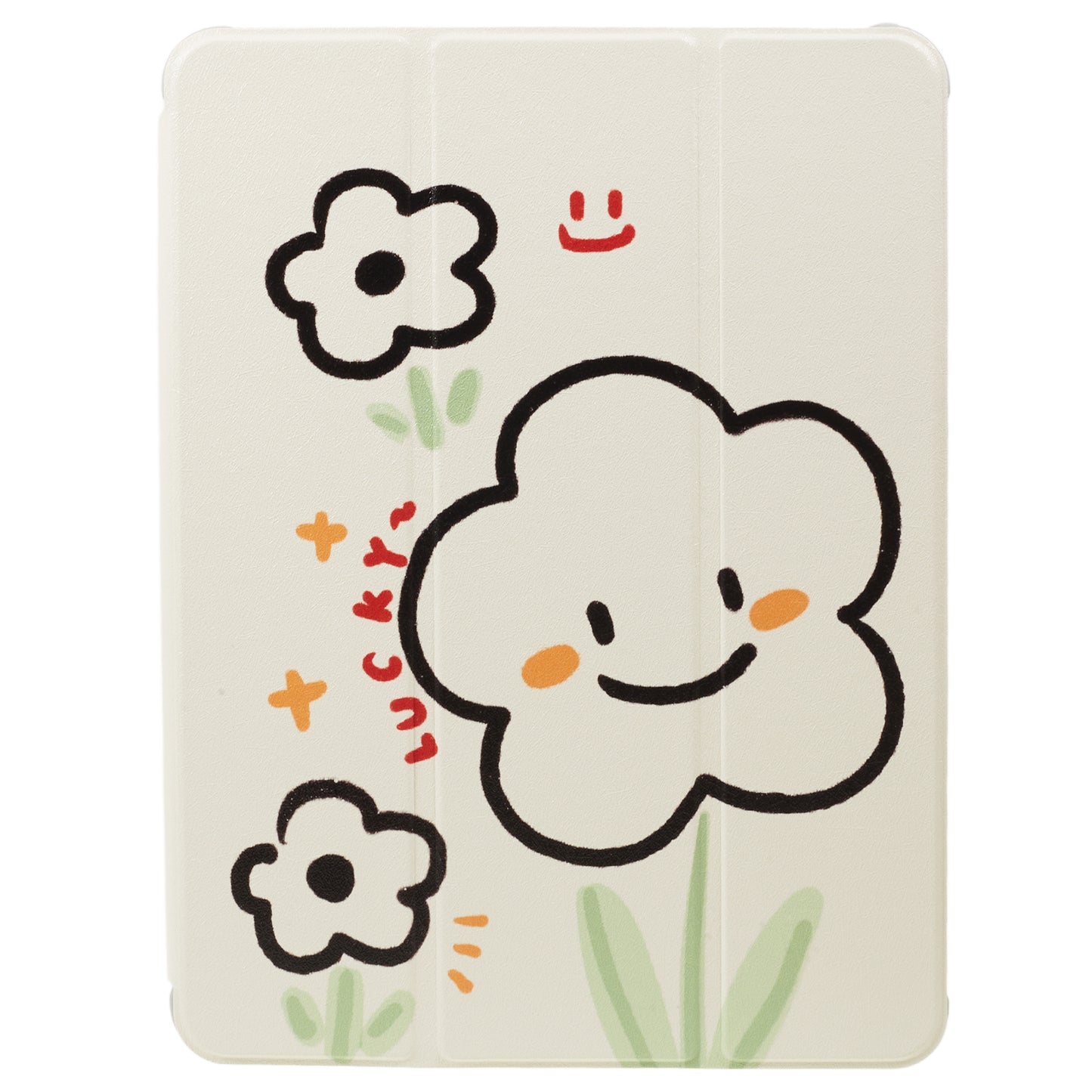Uniqkart for iPad 9.7-inch (2017) / (2018) / iPad Pro 9.7 inch (2016) Printed Case PU Leather Tablet Cover with Pencil Slot - Smile Flower