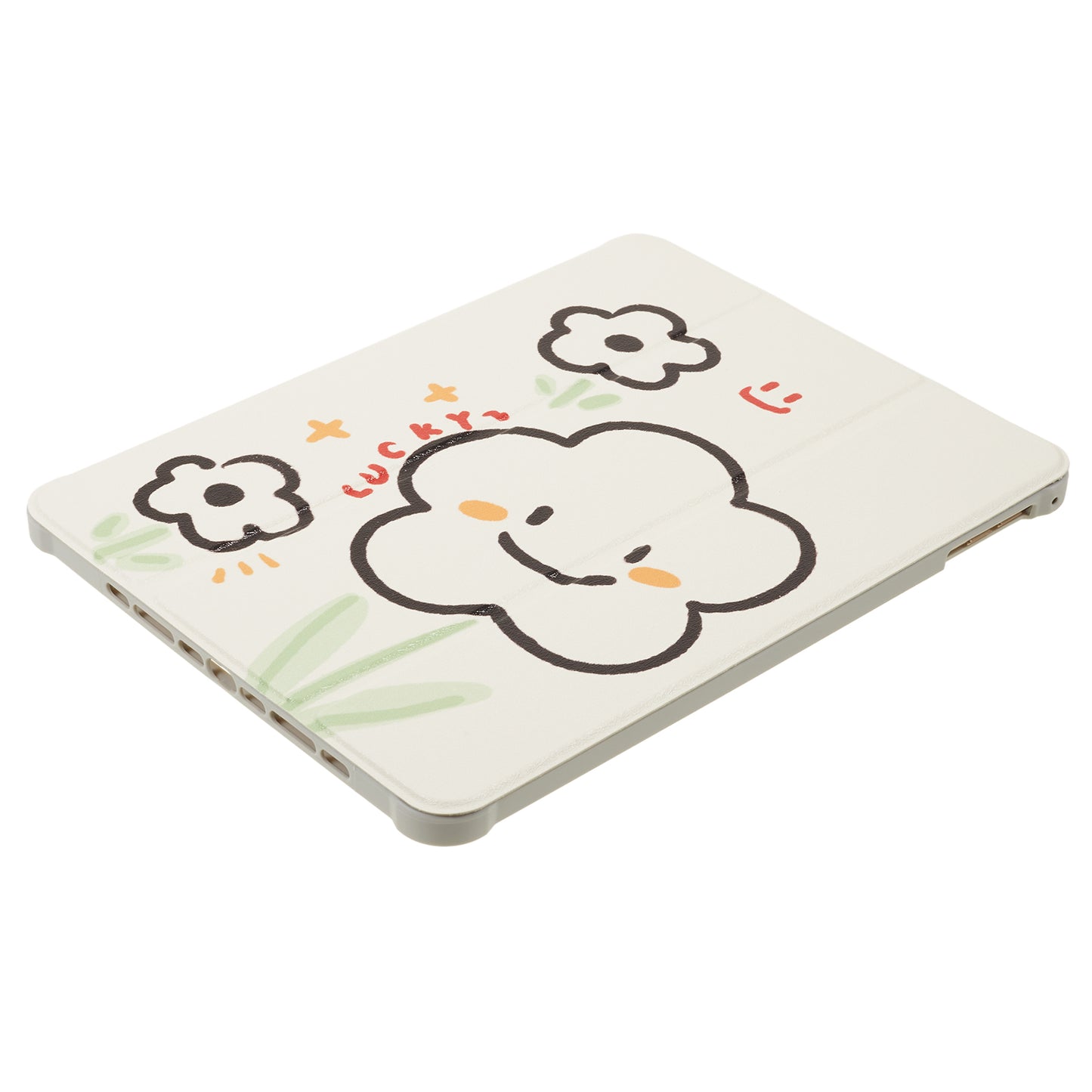 Uniqkart for iPad 9.7-inch (2017) / (2018) / iPad Pro 9.7 inch (2016) Printed Case PU Leather Tablet Cover with Pencil Slot - Smile Flower