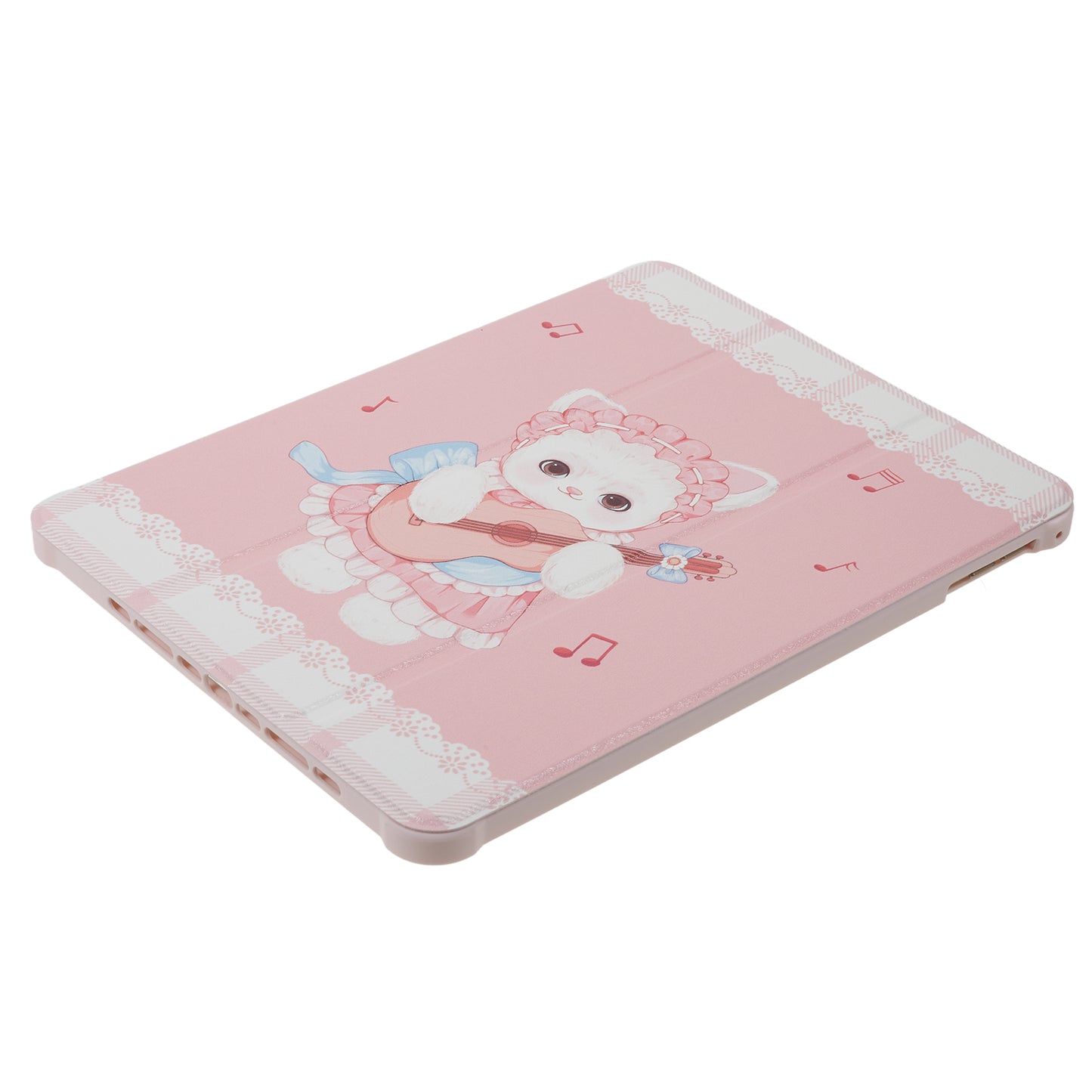 for iPad 9.7-inch (2017) / (2018) / iPad Pro 9.7 inch (2016) Printed Case PU Leather Tablet Cover with Pencil Slot - Guitar Cat