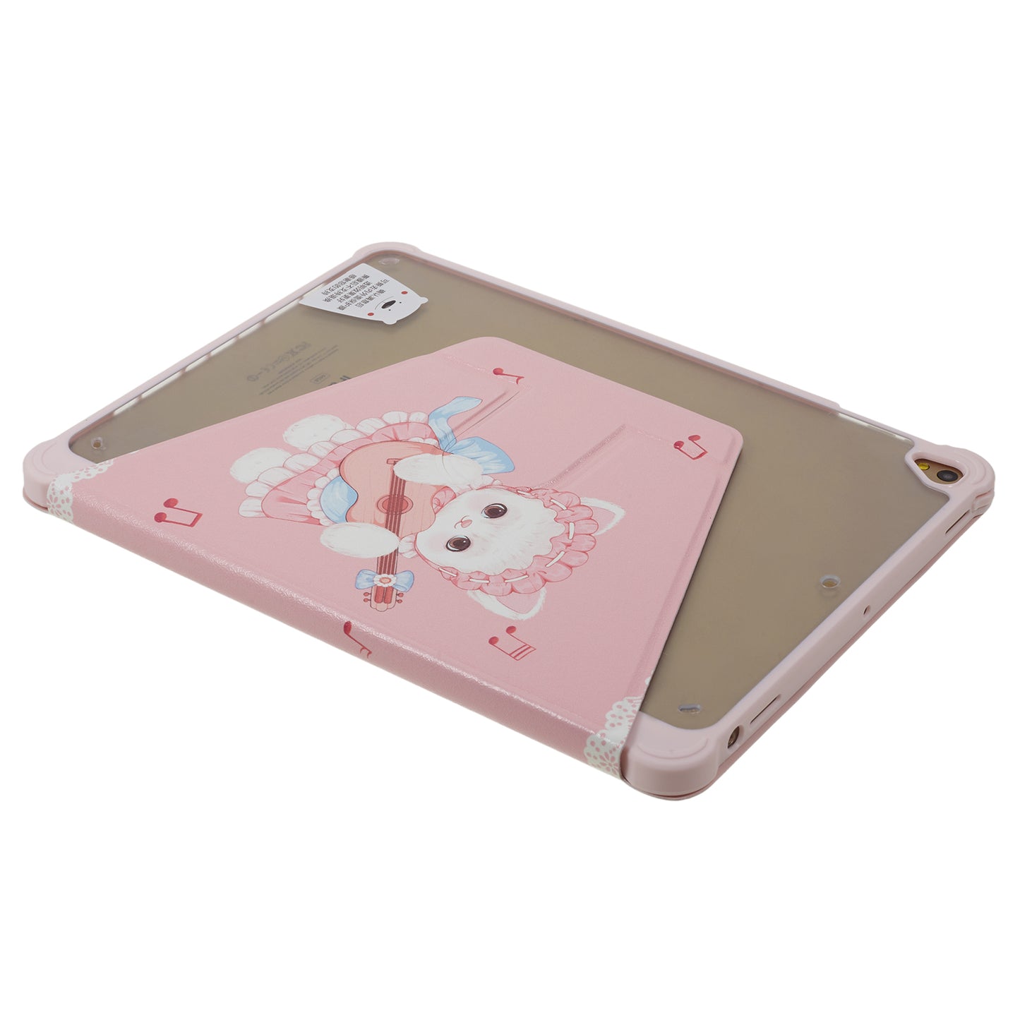 for iPad 9.7-inch (2017) / (2018) / iPad Pro 9.7 inch (2016) Printed Case PU Leather Tablet Cover with Pencil Slot - Guitar Cat