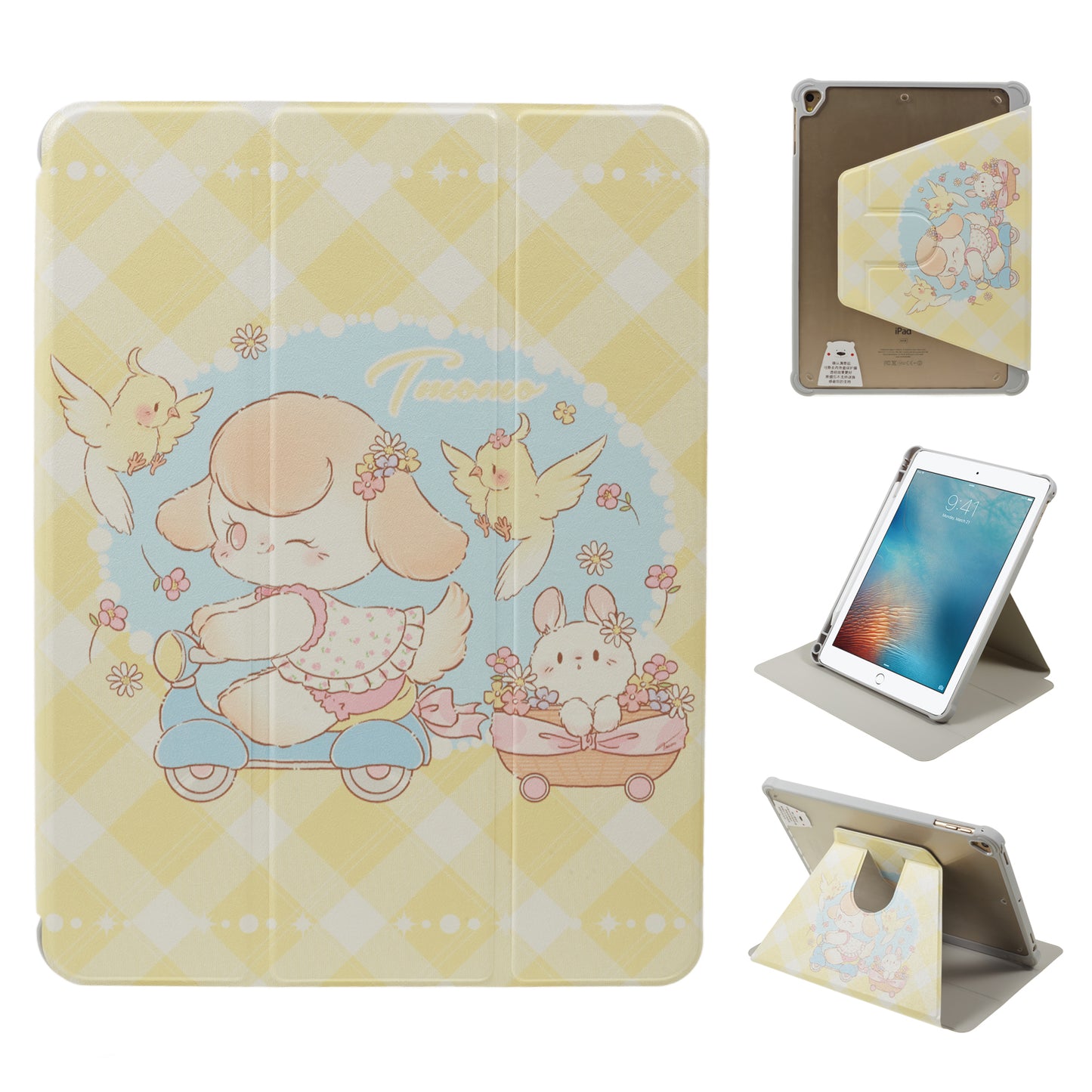 for iPad 9.7-inch (2017) / (2018) / iPad Pro 9.7 inch (2016) Printed Case PU Leather Tablet Cover with Pencil Slot - Trolley Girl