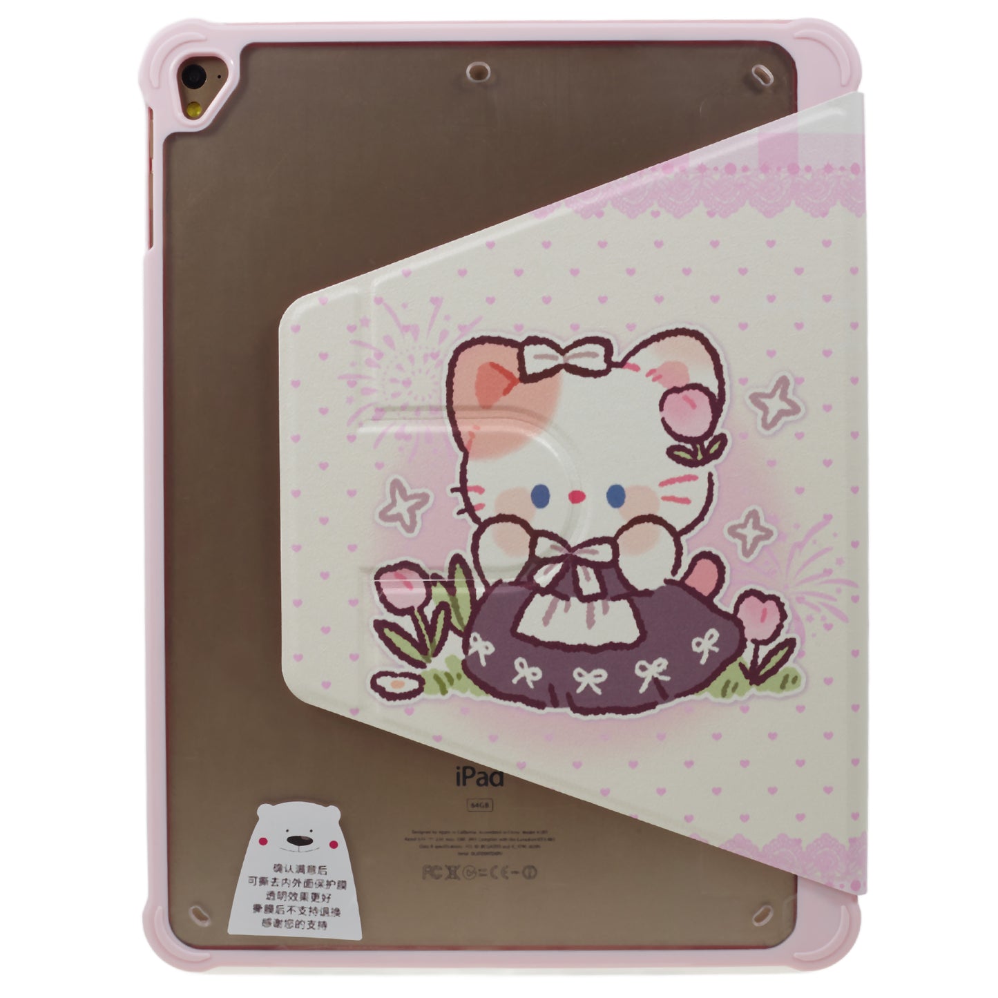 for iPad 9.7-inch (2017) / (2018) / iPad Pro 9.7 inch (2016) Printed Case PU Leather Tablet Cover with Pencil Slot - Cute Cat