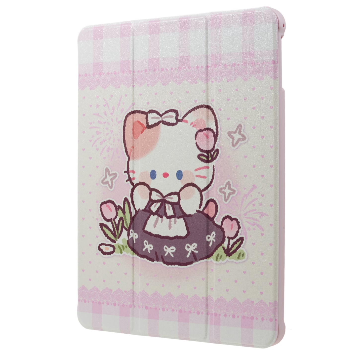 for iPad 9.7-inch (2017) / (2018) / iPad Pro 9.7 inch (2016) Printed Case PU Leather Tablet Cover with Pencil Slot - Cute Cat