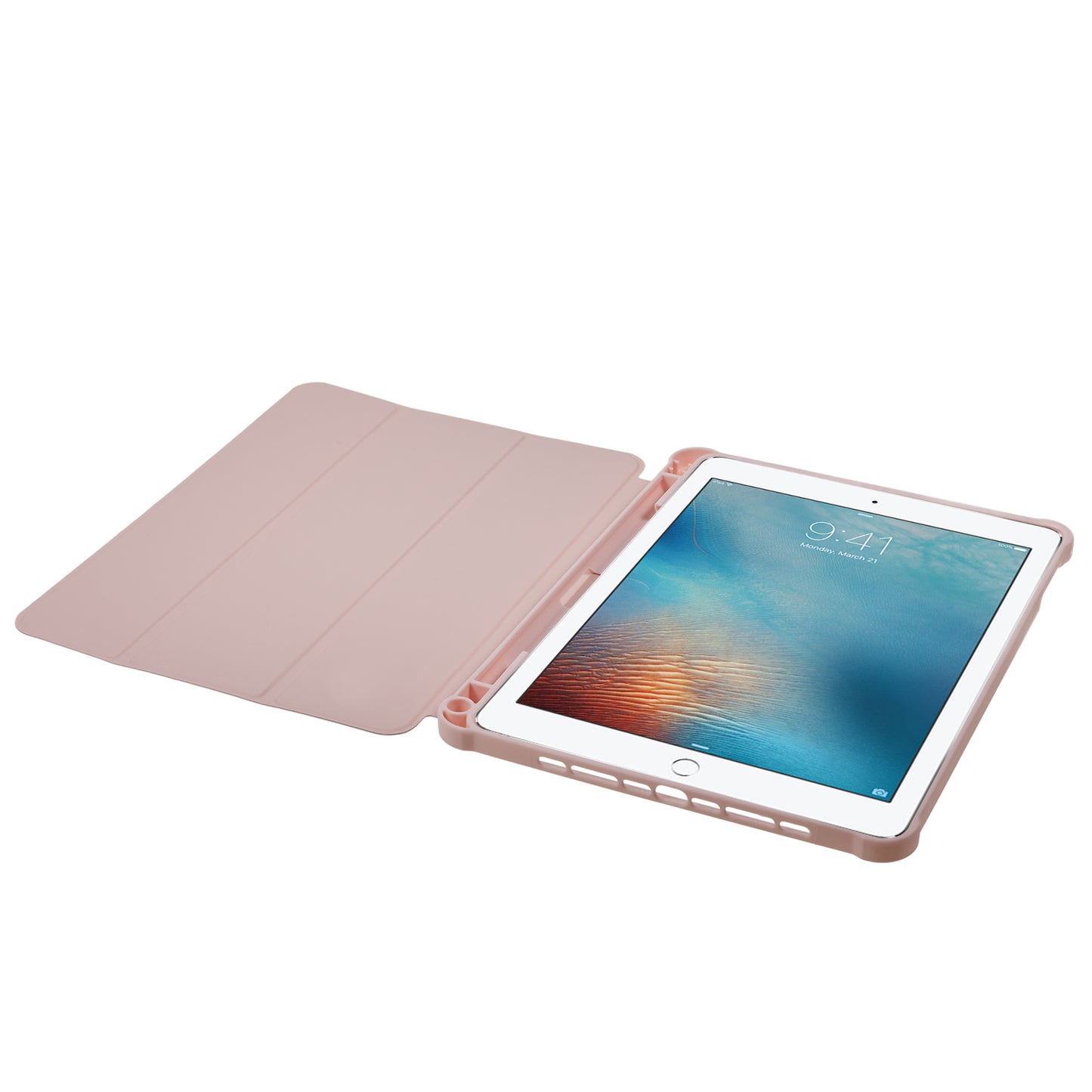 for iPad 9.7-inch (2017) / (2018) / iPad Pro 9.7 inch (2016) Printed Case PU Leather Tablet Cover with Pencil Slot - Cute Cat