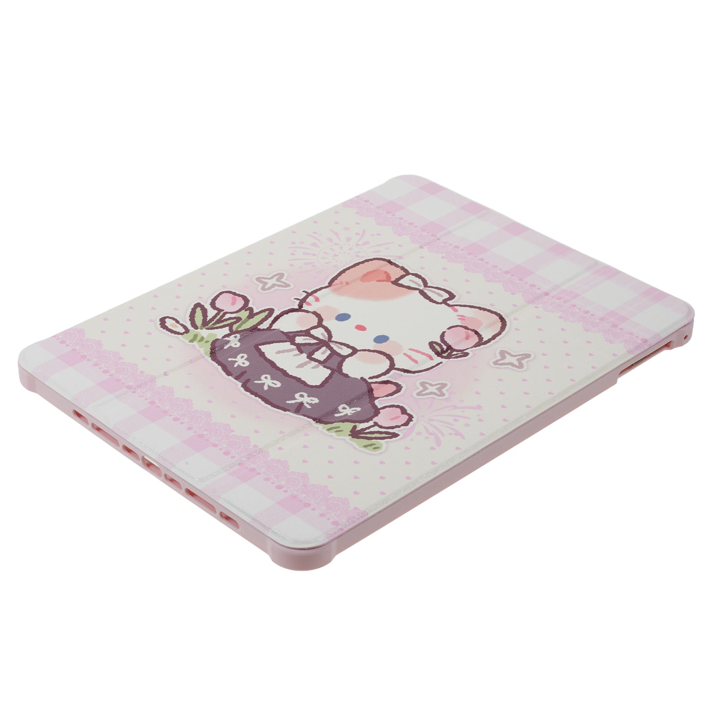 for iPad 9.7-inch (2017) / (2018) / iPad Pro 9.7 inch (2016) Printed Case PU Leather Tablet Cover with Pencil Slot - Cute Cat